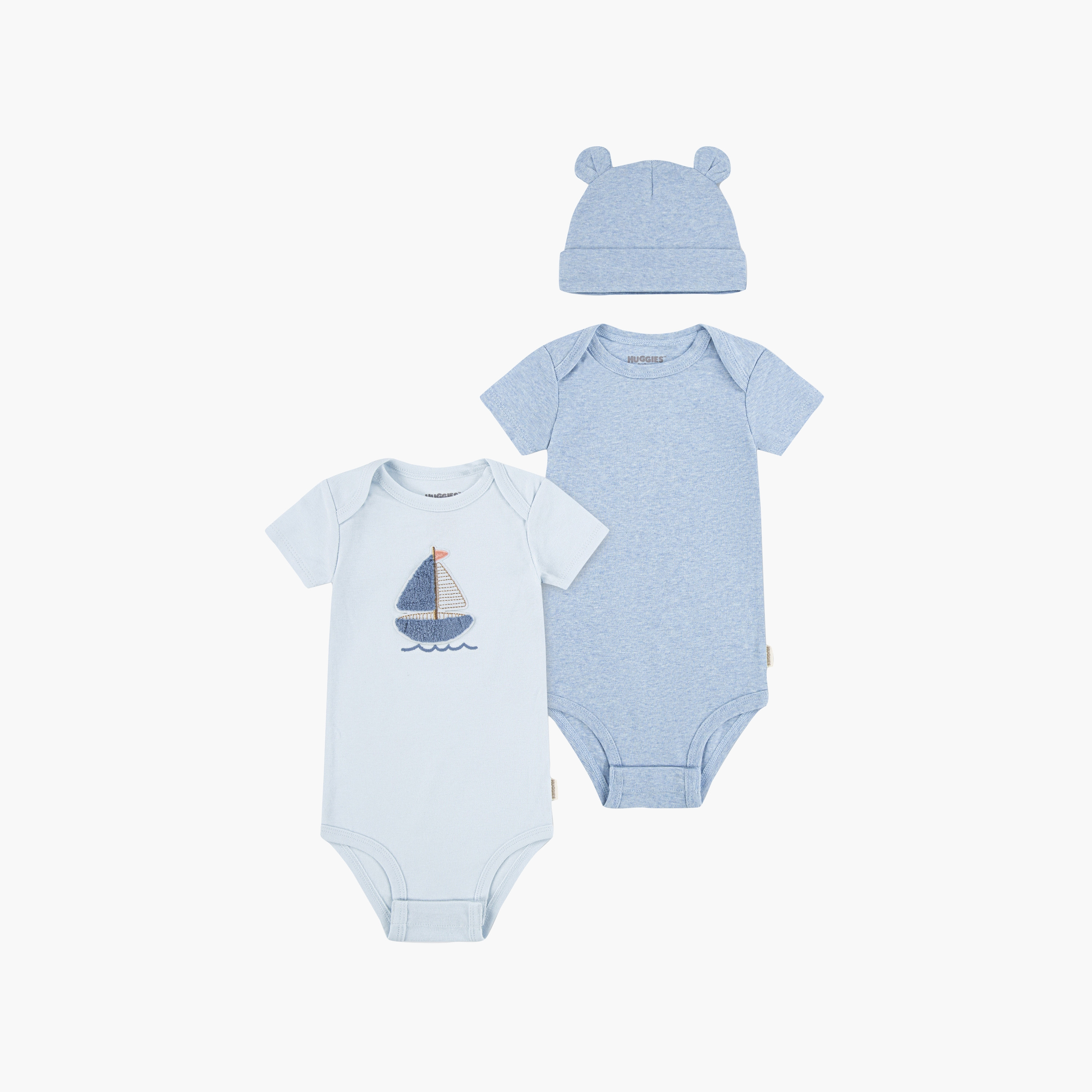 Huggies 2-Piece Short Sleeves Embroidered Bodysuits with Cap-baby-boys-clothing-bodysuits-image-1