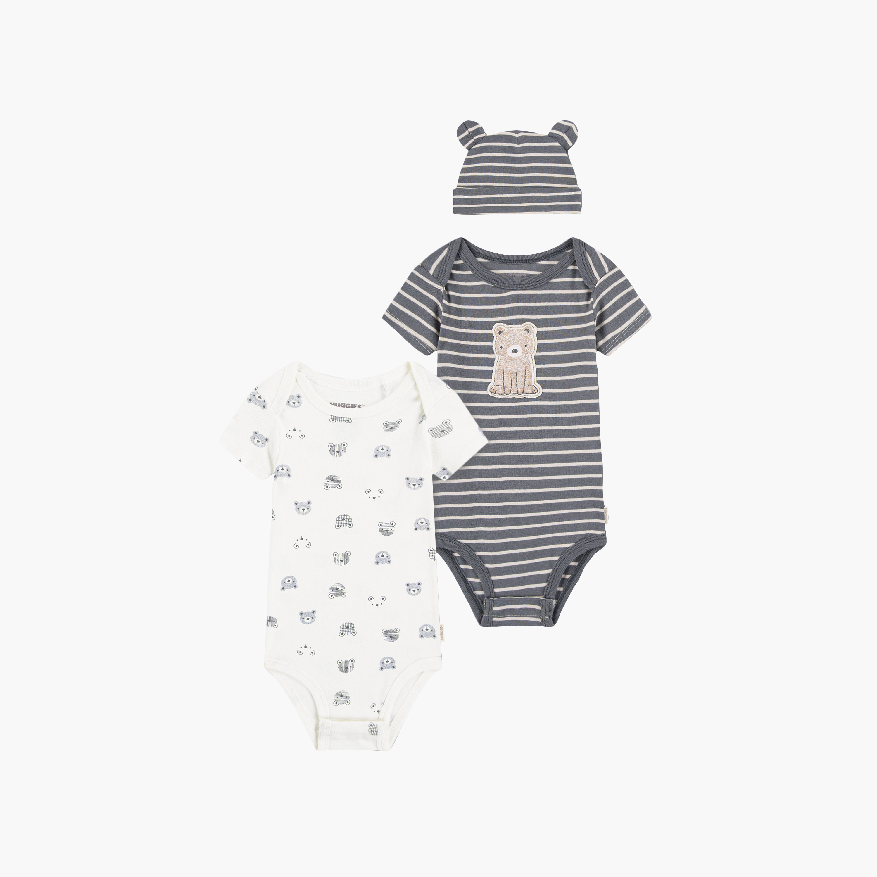 Huggies 2-Piece Short Sleeves Embroidered Bodysuits with Cap-baby-boys-clothing-bodysuits-image-1