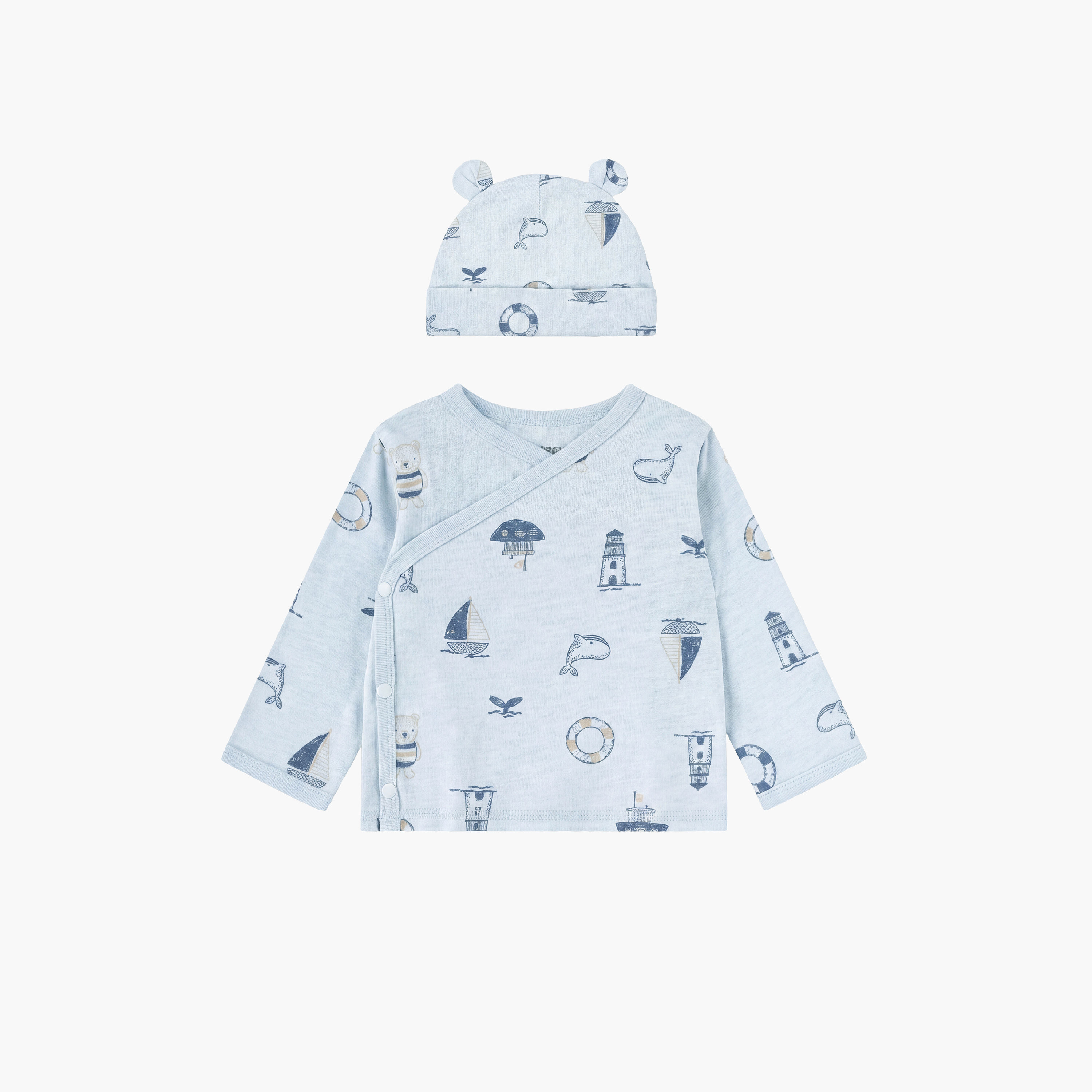 Huggies Long Sleeves Printed Top & Pants Set with Cap-boys-clothing-setsandcoords-image-3
