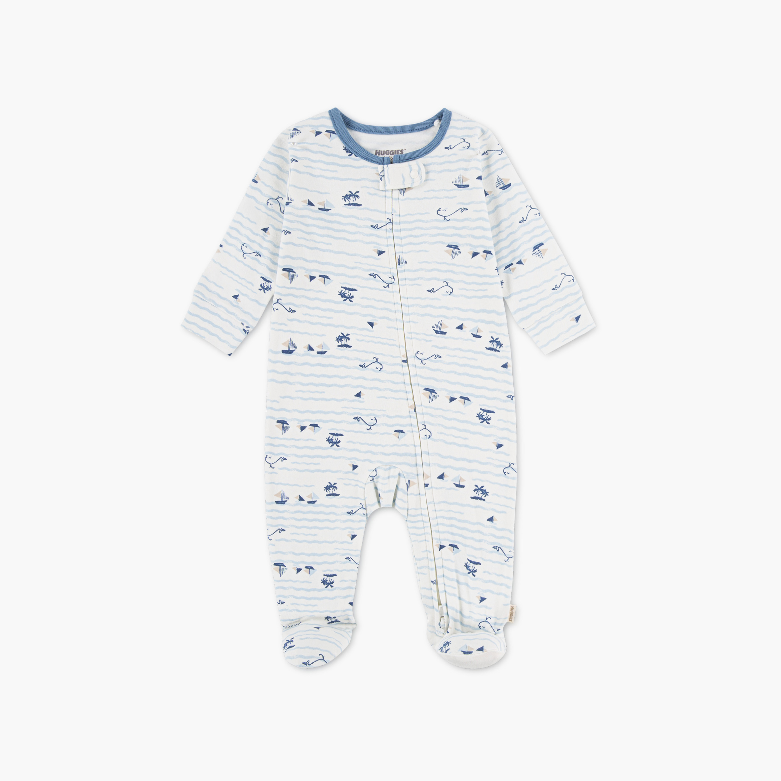 Huggies Long Sleeves Waves Printed Sleepsuit-baby-boys-clothing-nightwear-sleepsuits-image-1