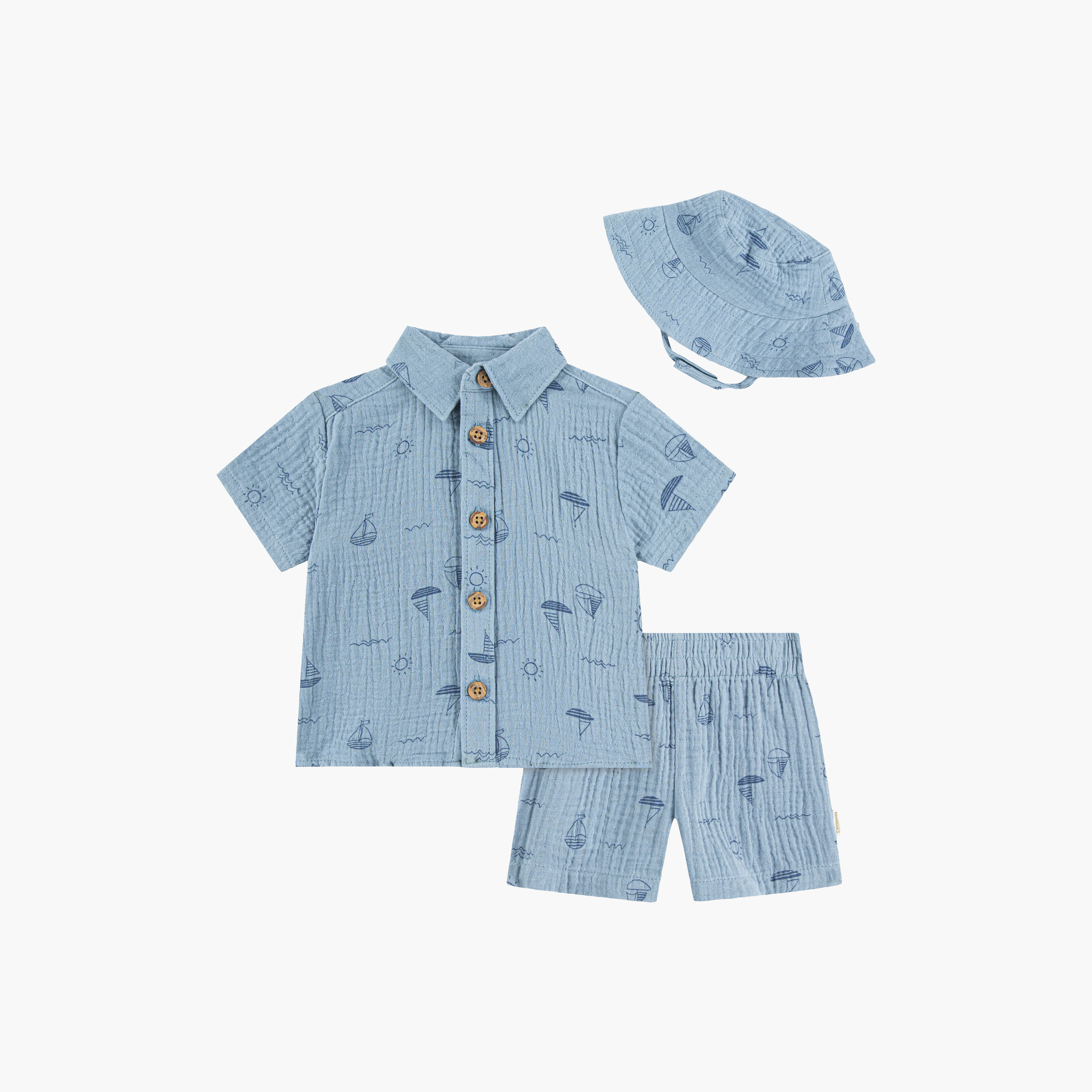 Huggies Short Sleeves Printed Shirt & Shorts Set with Cap-baby-boys-clothing-setsandcoords-image-1