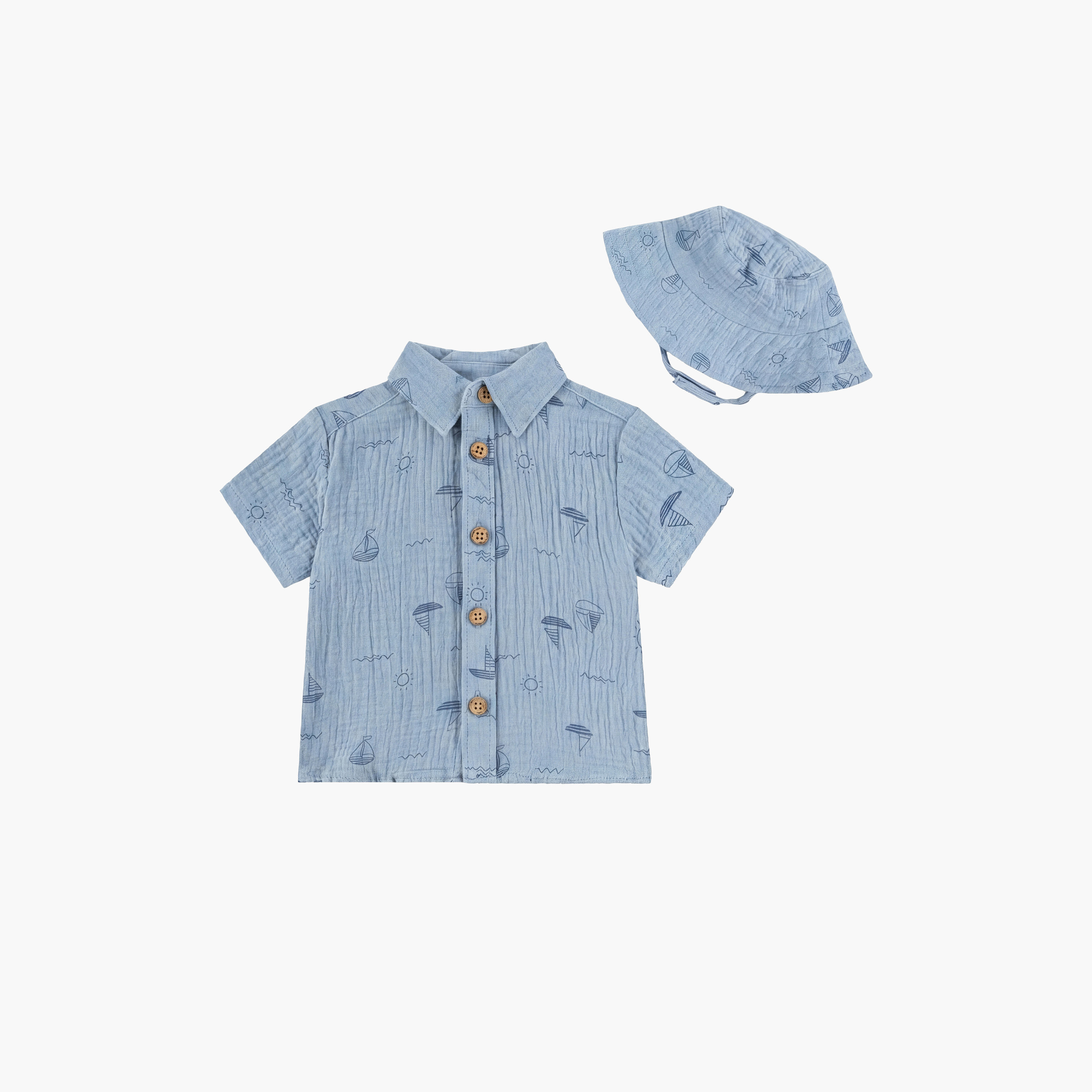 Huggies Short Sleeves Printed Shirt & Shorts Set with Cap-baby-boys-clothing-setsandcoords-image-3