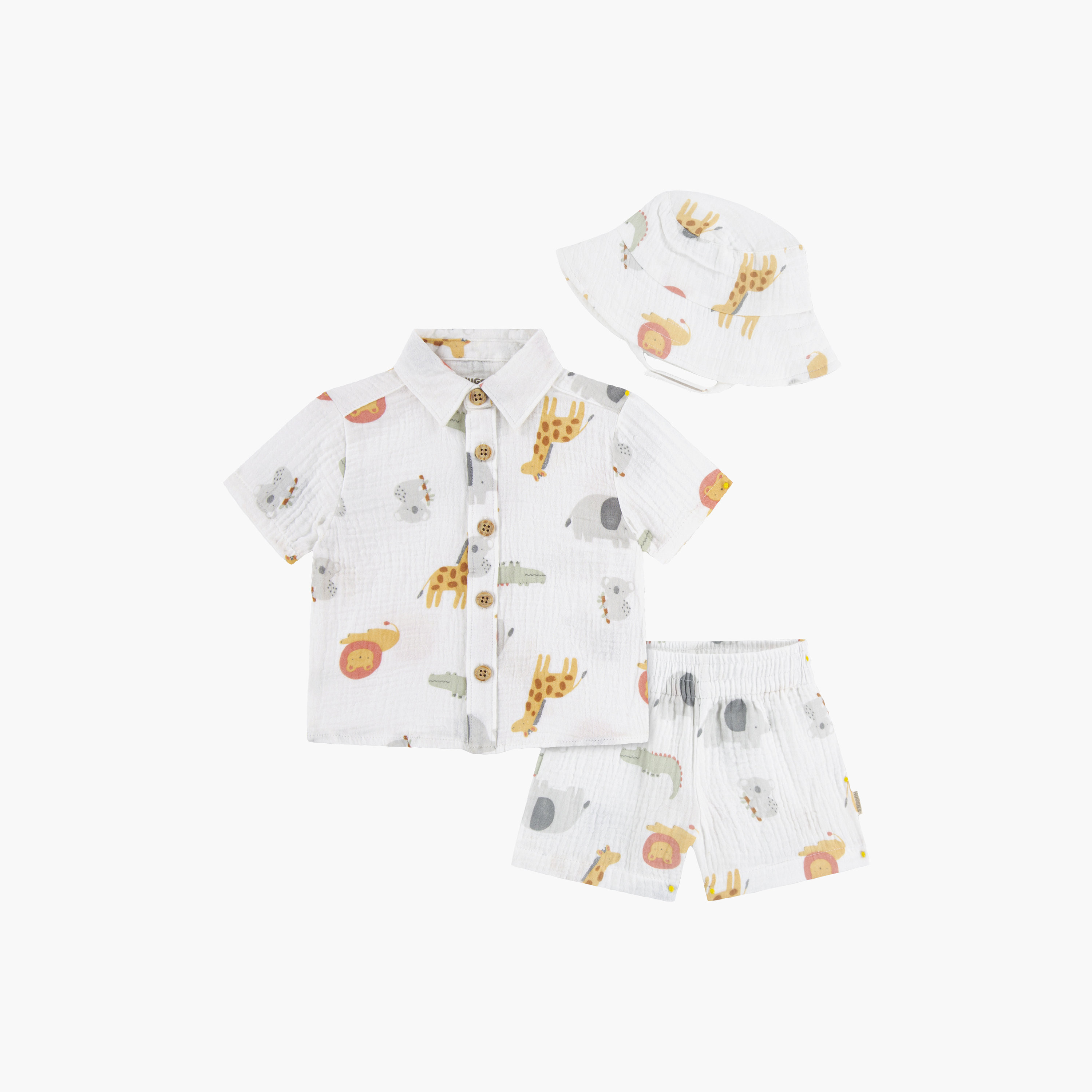 Huggies Short Sleeves Printed Shirt & Shorts Set with Cap-baby-boys-clothing-setsandcoords-image-1