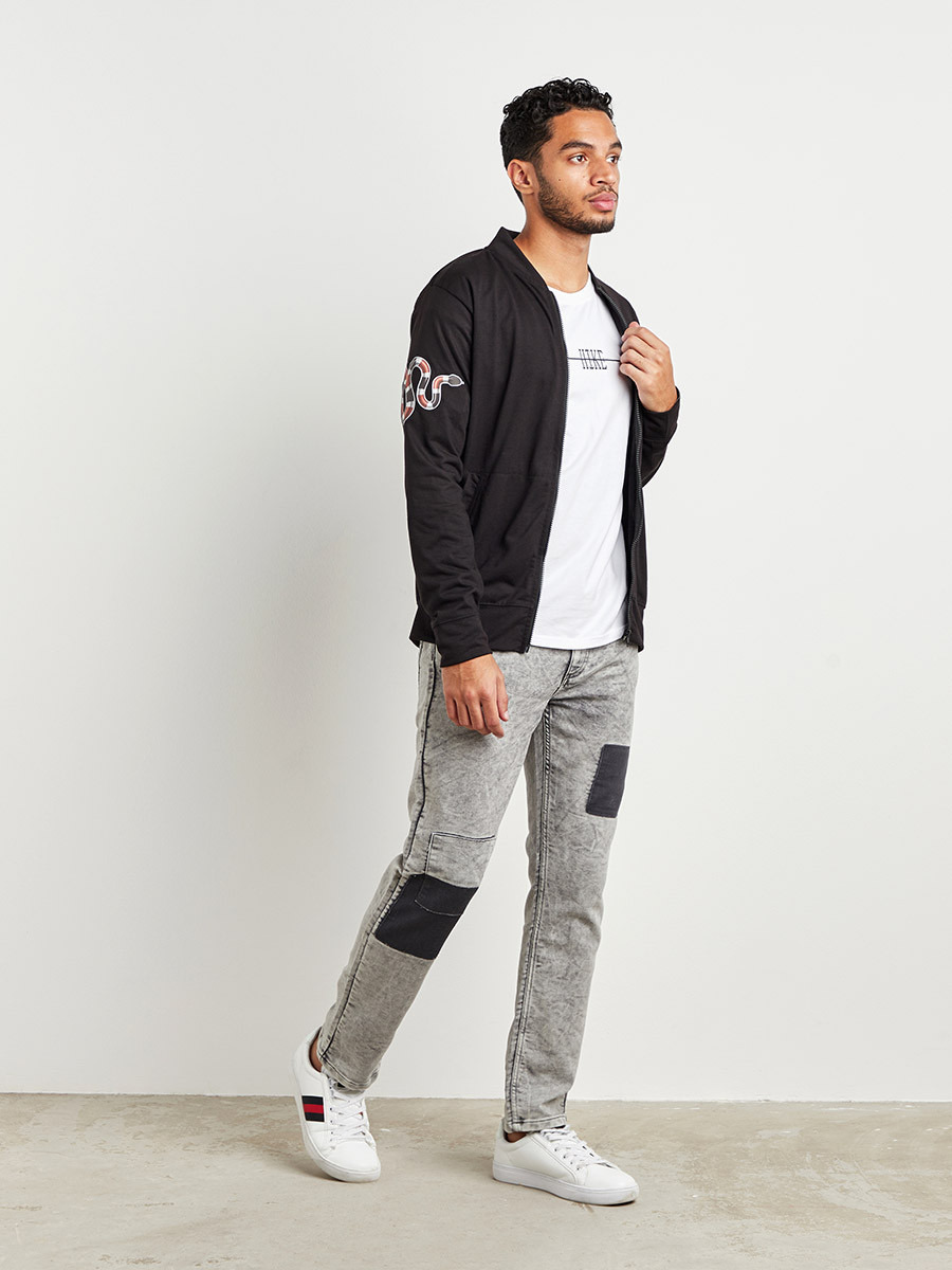 Snake Print Zip Through Sweatshirt with Long Sleeves-men-winterwear-hoodiesandsweatshirts-image-2