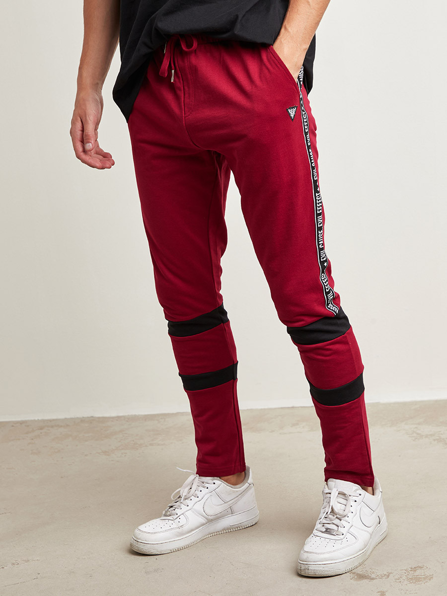 Slogan Print Tape Panel Slim Fit Jogger-men-clothing-bottoms-joggers-image-1