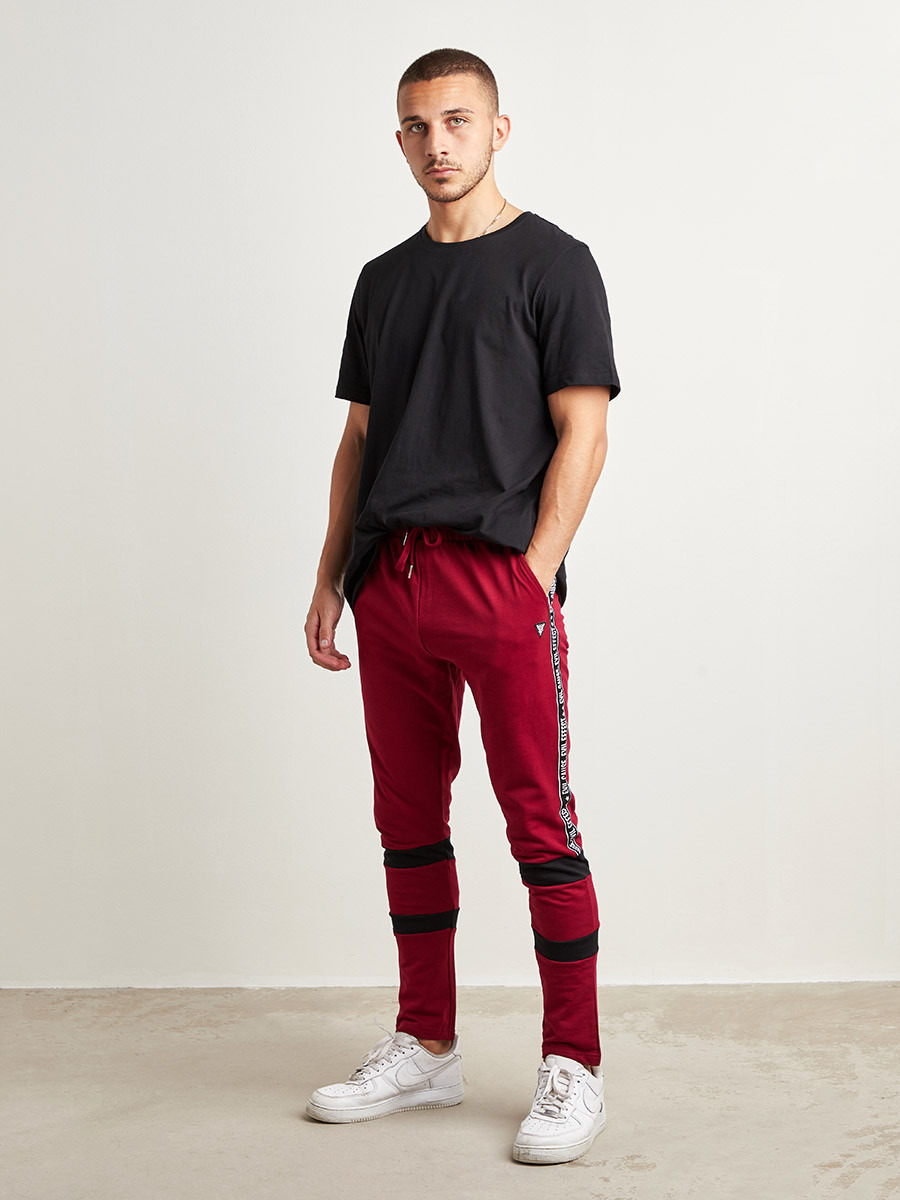 Slogan Print Tape Panel Slim Fit Jogger-men-clothing-bottoms-joggers-image-2