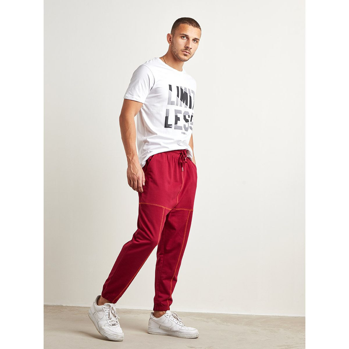 Drop Crotch Contrast Stitched Detail Jogger-men-clothing-bottoms-joggers-image-2