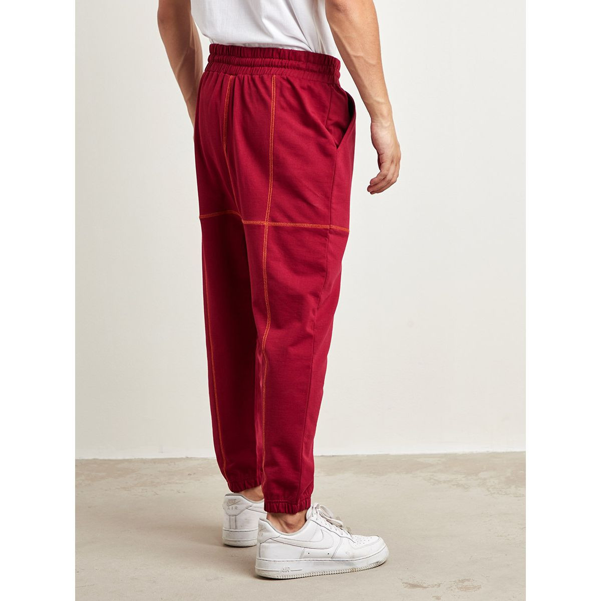 Drop Crotch Contrast Stitched Detail Jogger-men-clothing-bottoms-joggers-image-3