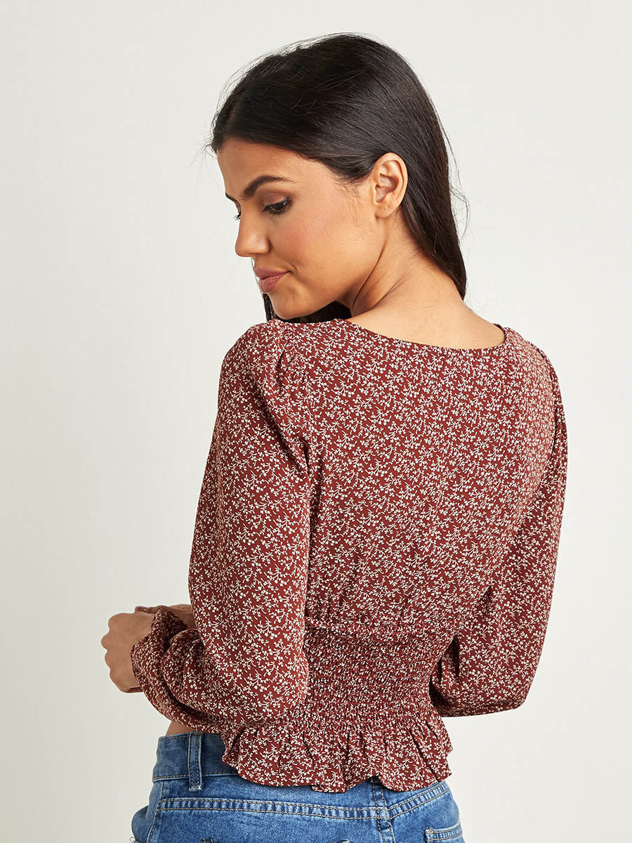 بلوزة مطبوعة مزمومة من ستايلي-women-clothing-shirtsandblouses-blouses-image-4