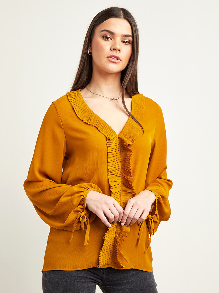 بلوزة بكسرات وأكمام طويلة من ستايلي-women-clothing-shirtsandblouses-blouses-image-1