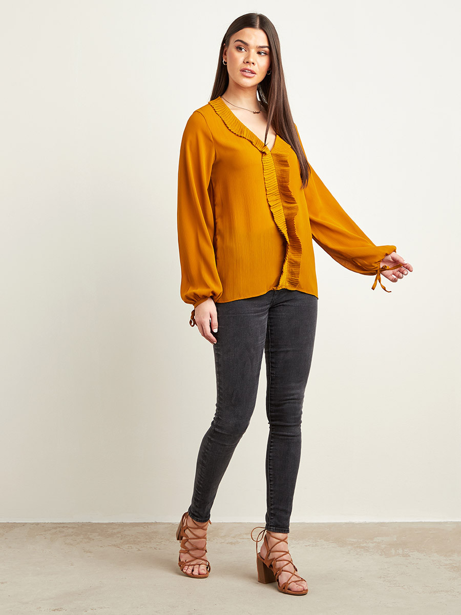 بلوزة بكسرات وأكمام طويلة من ستايلي-women-clothing-shirtsandblouses-blouses-image-2