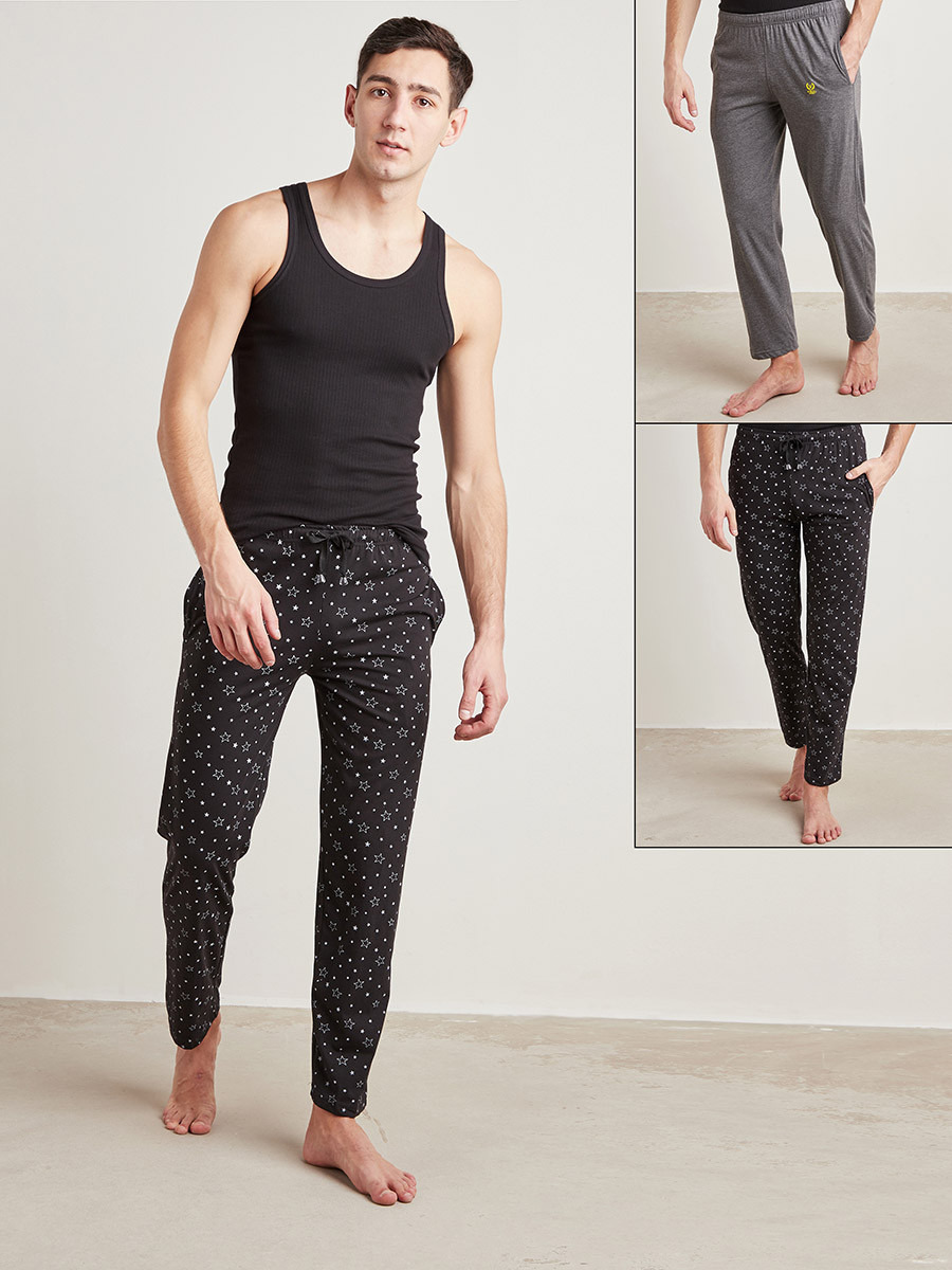 Styli Pack of 2 - Printed Straight Pyjama with Elasticated Waistband-men-clothing-nightwear-pyjamaandshorts-image-1