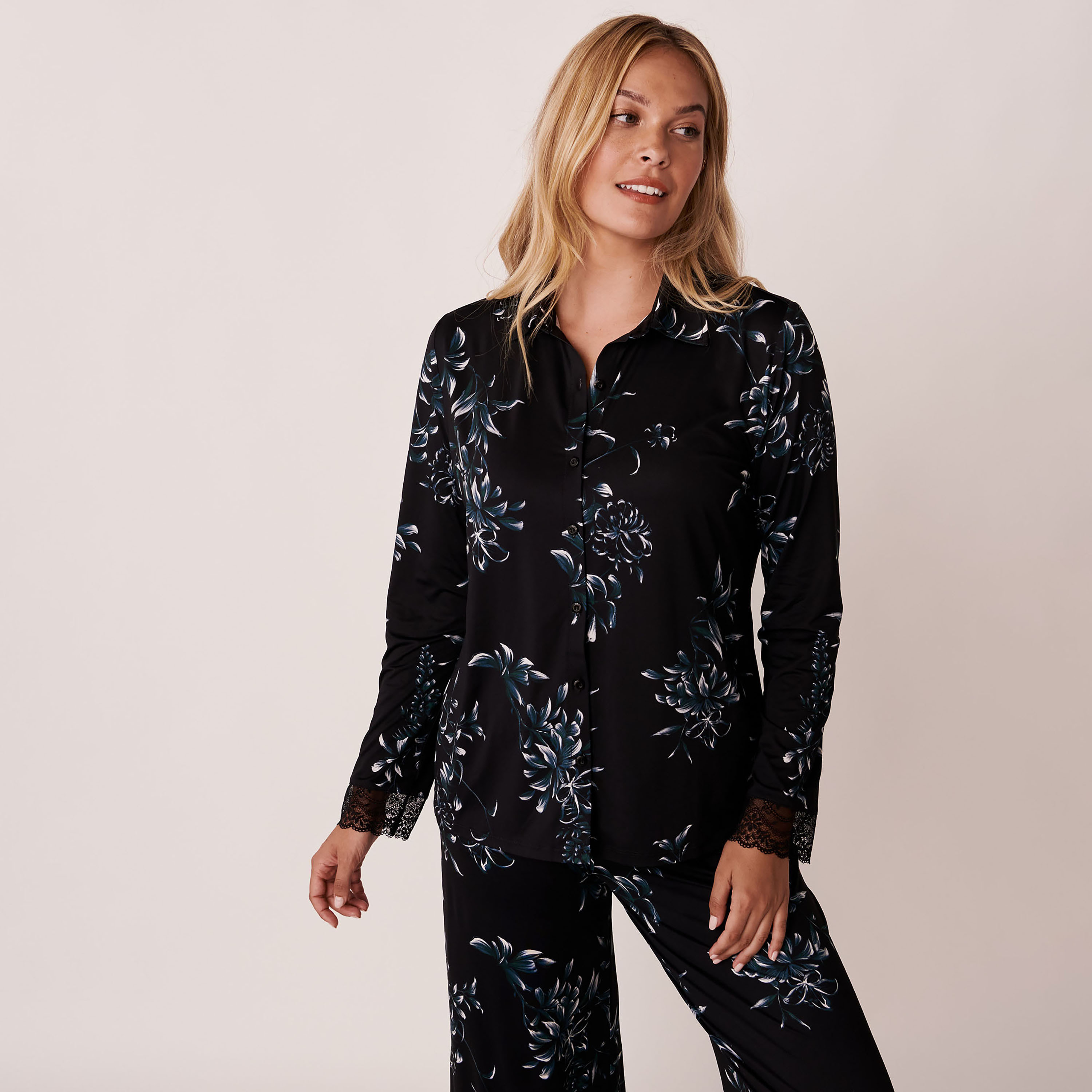 La Vie en Rose Floral Long Sleeves Shirt-women-clothing-nightwear-pyjamas-tops-image-1