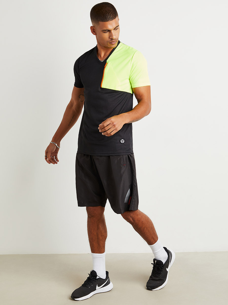 Neon Zip Detail Mesh Insert T-shirt with Short Sleeves-men-clothing-tshirtsandpolos-tshirts-image-2