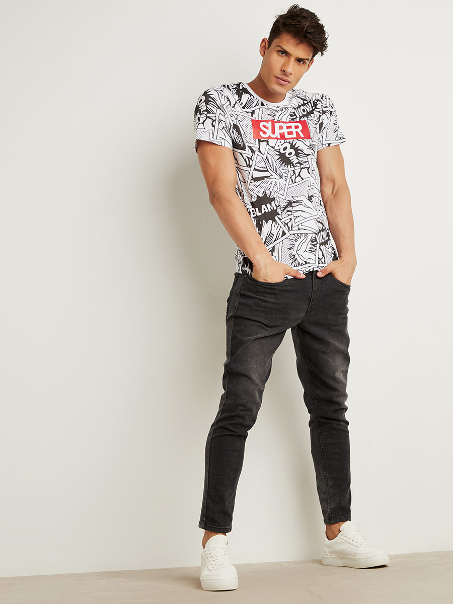 Super Comic Graphic Printed T-shirt with Short Sleeves-men-clothing-tshirtsandpolos-tshirts-image-2
