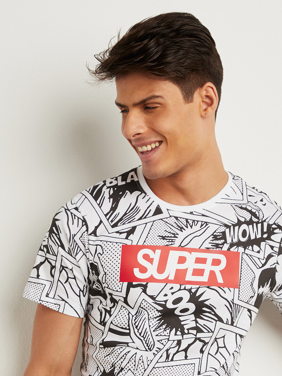 Super Comic Graphic Printed T-shirt with Short Sleeves-men-clothing-tshirtsandpolos-tshirts-image-4