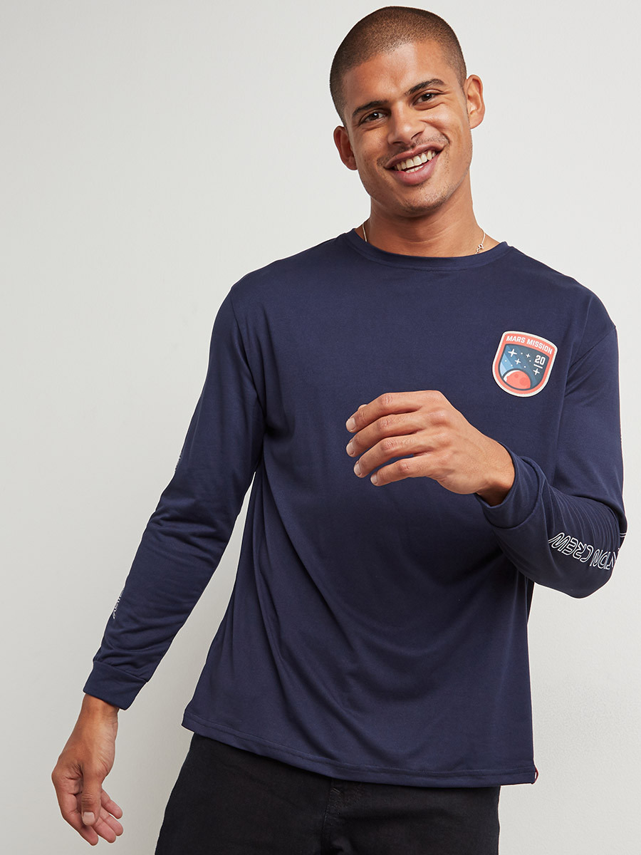 Mars Kuwait Shop Mars Mission Long Sleeves Printed Round Neck T-shirt Online ...