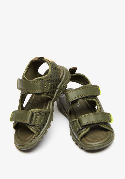 Juniors Dino Print Back Strap Sandals with Hook and Loop Closure