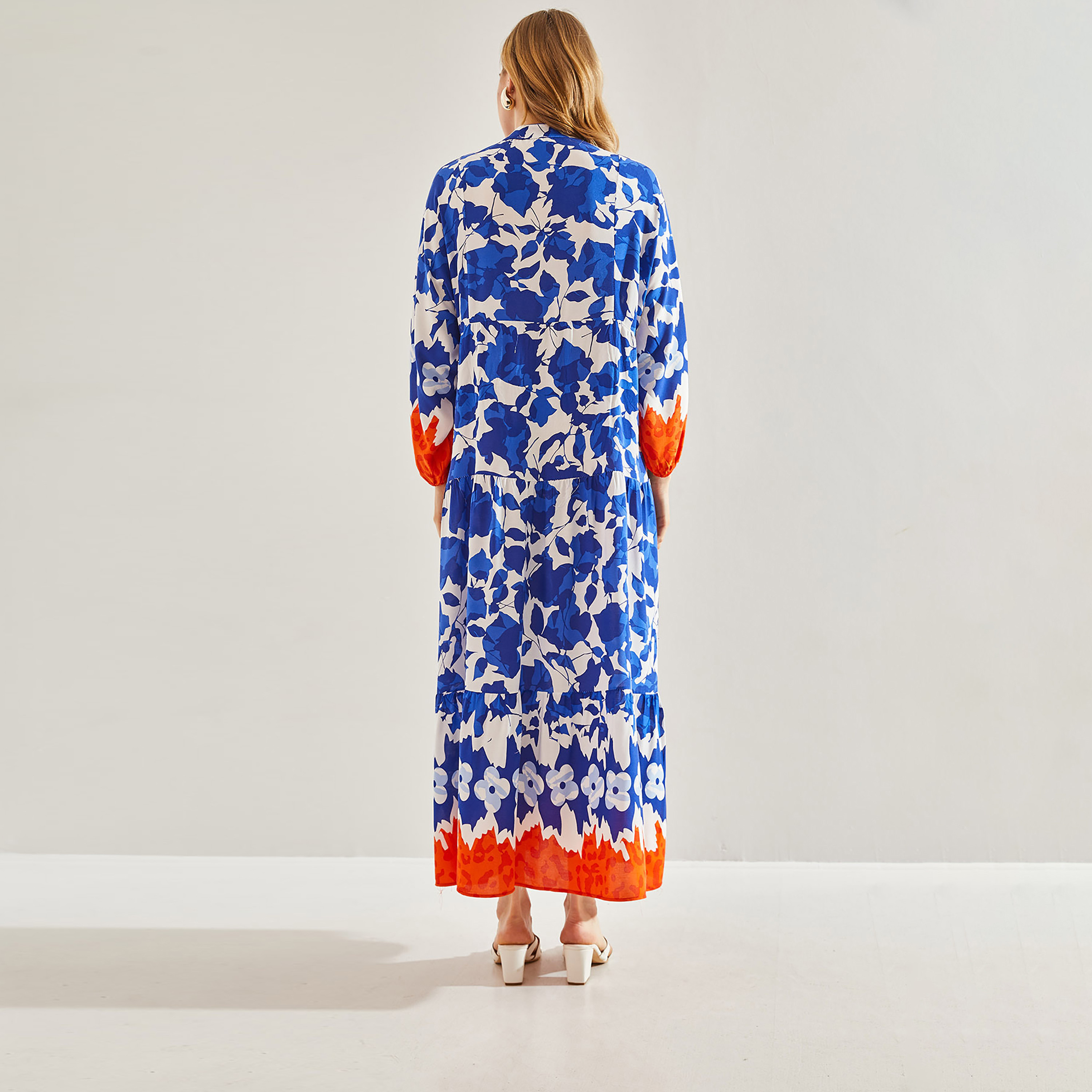 فستان ماكسي متعدد الطبقات إيكات ماندارين بأكمام مرنة للنساء من بيانكو لوتشي-women-clothing-dresses-image-9
