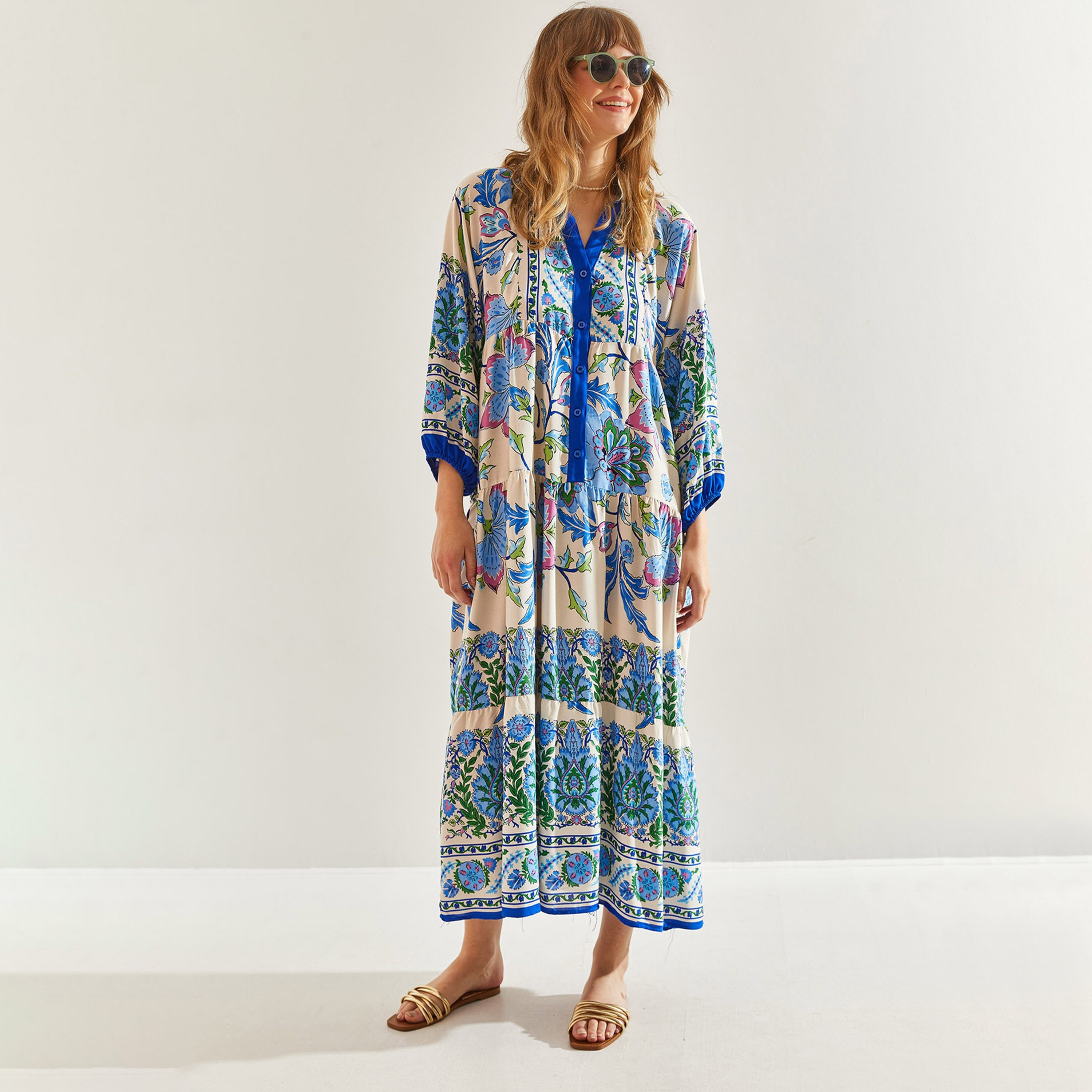فستان ماكسي متعدد الطبقات بأكمام مرنة للنساء من بيانكو لوتشي-women-clothing-dresses-image-1