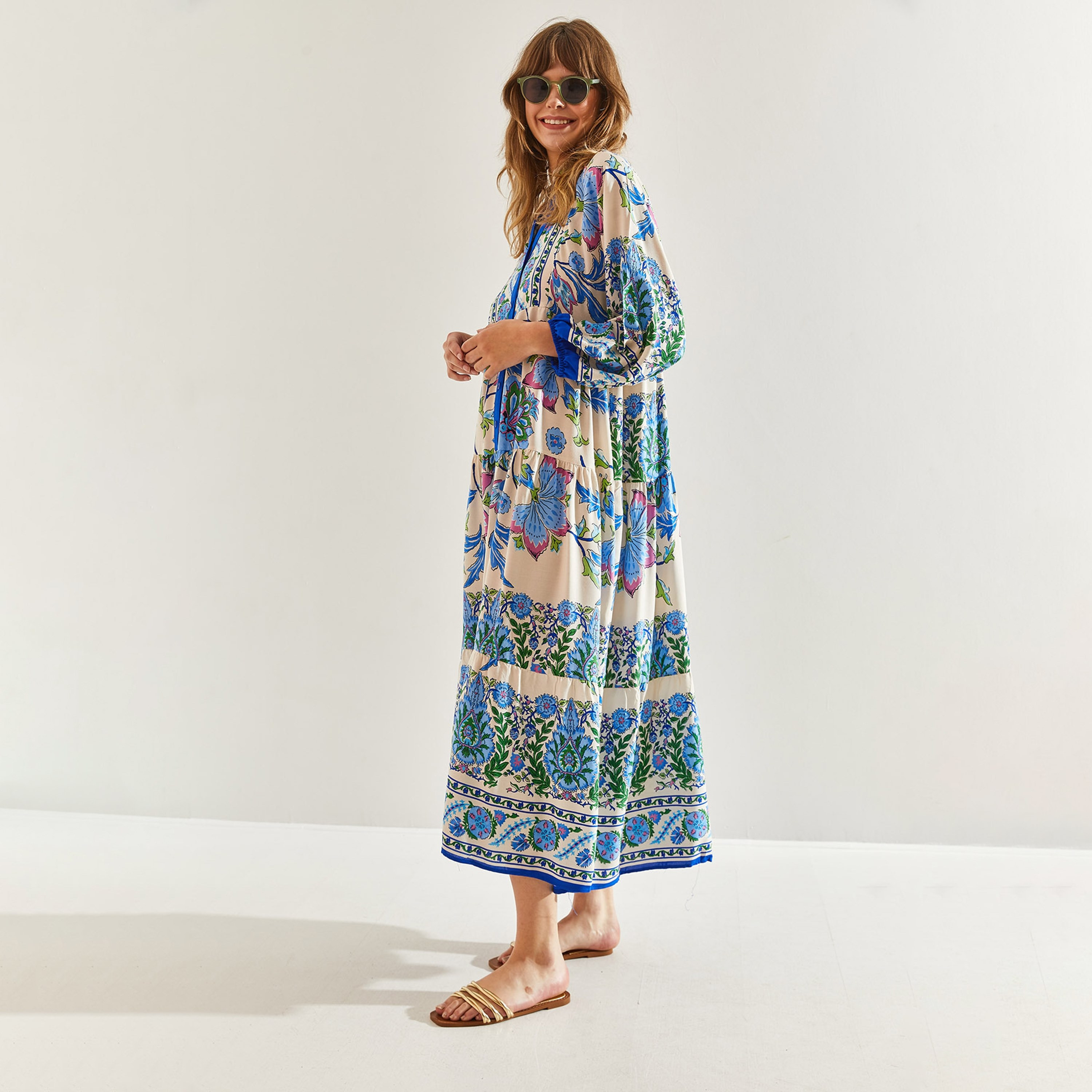فستان ماكسي متعدد الطبقات بأكمام مرنة للنساء من بيانكو لوتشي-women-clothing-dresses-image-2