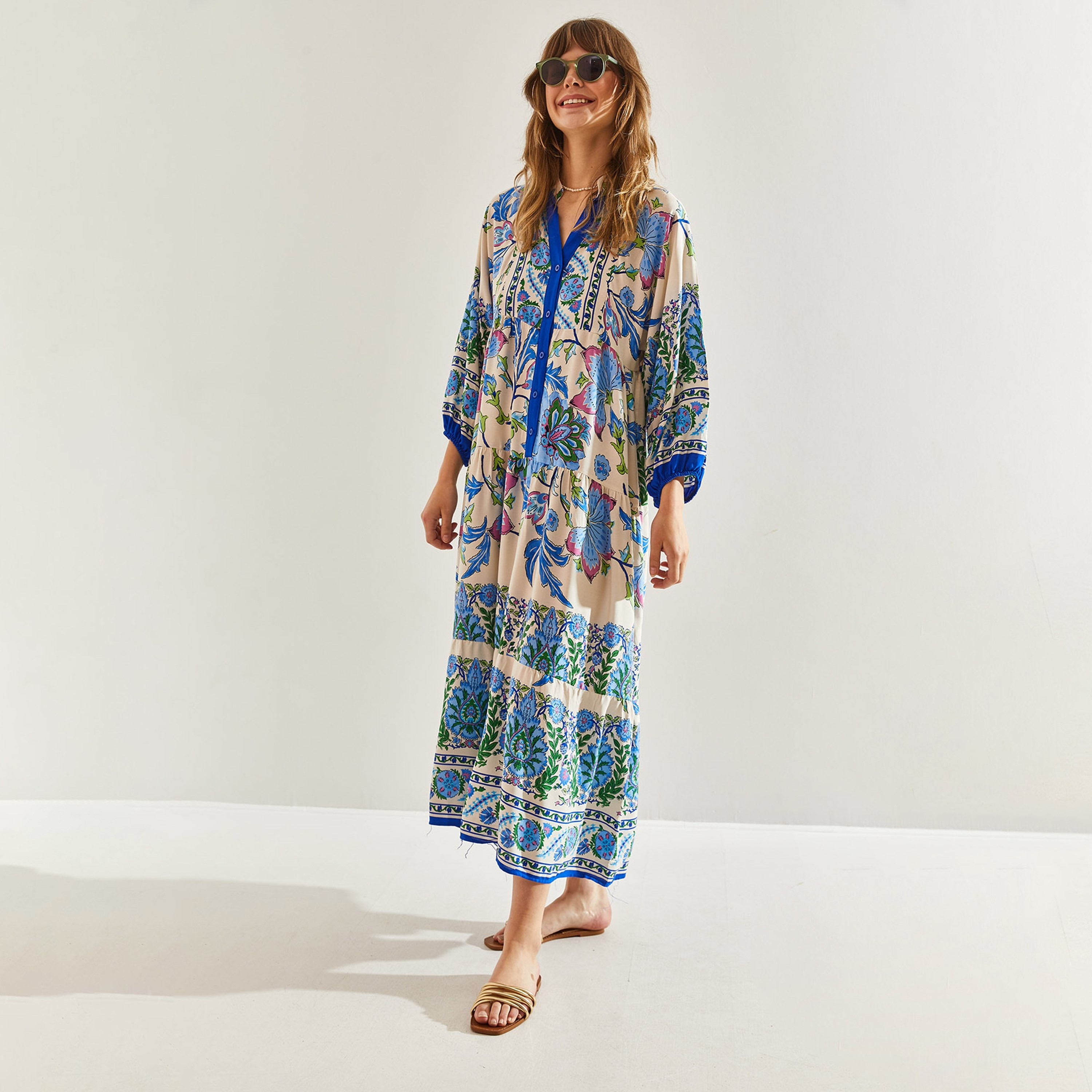 فستان ماكسي متعدد الطبقات بأكمام مرنة للنساء من بيانكو لوتشي-women-clothing-dresses-image-3