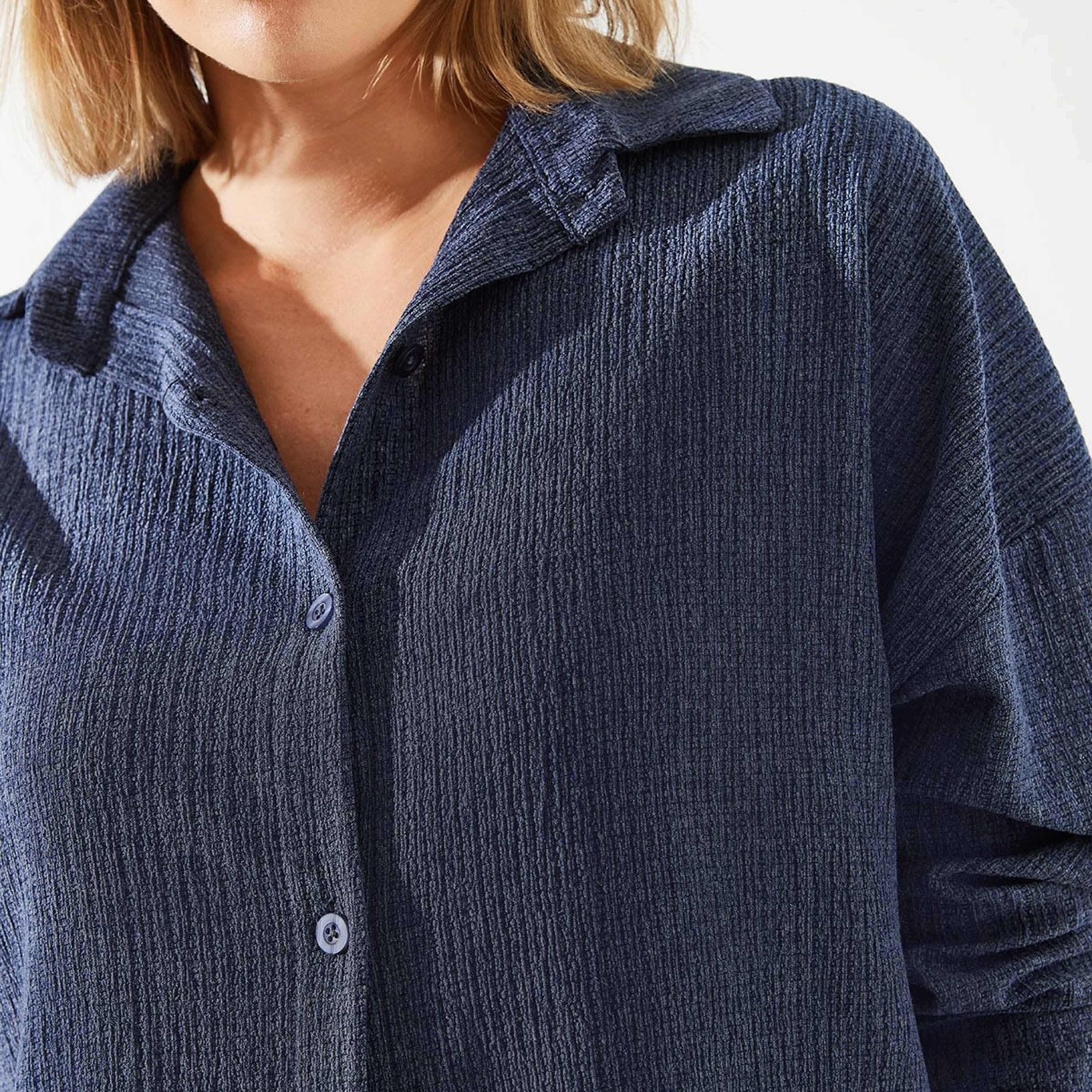 طقم من قطعتين من قميص بياقة منقوشة وبنطلون للنساء من بيانكو لوتشي-women-clothing-coordsets-image-5