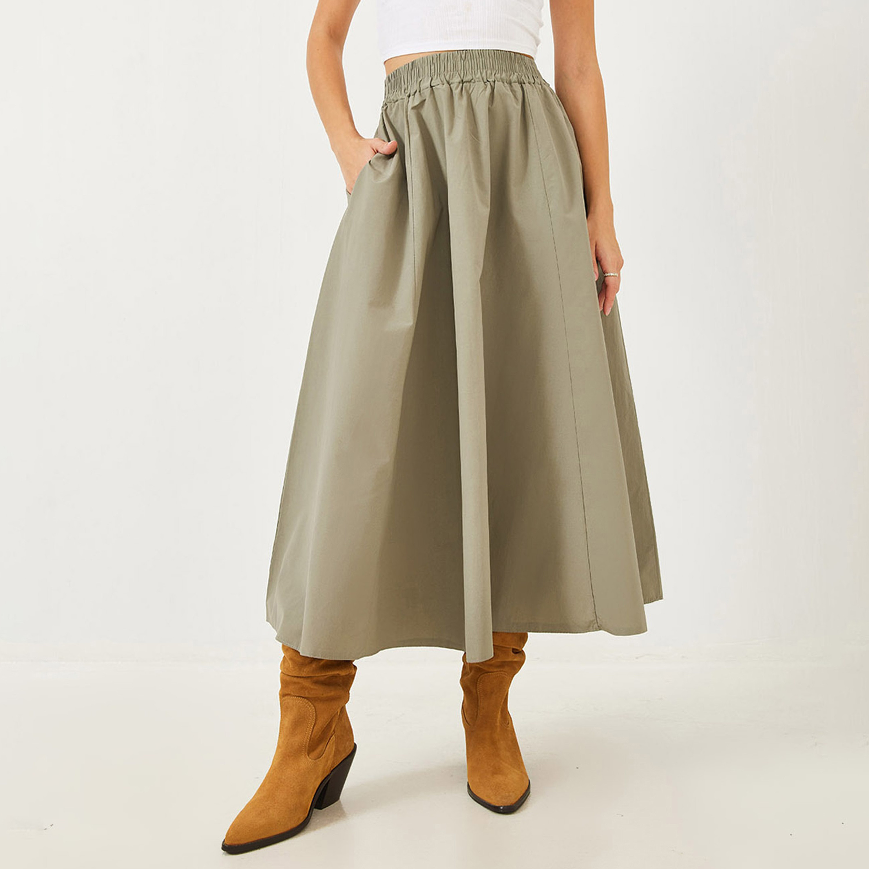 تنورة ماكسي نسائية عالية الخصر بتصميم باراشوت بالون من بيانكو لوتشي-women-clothing-bottoms-skirts-image-5