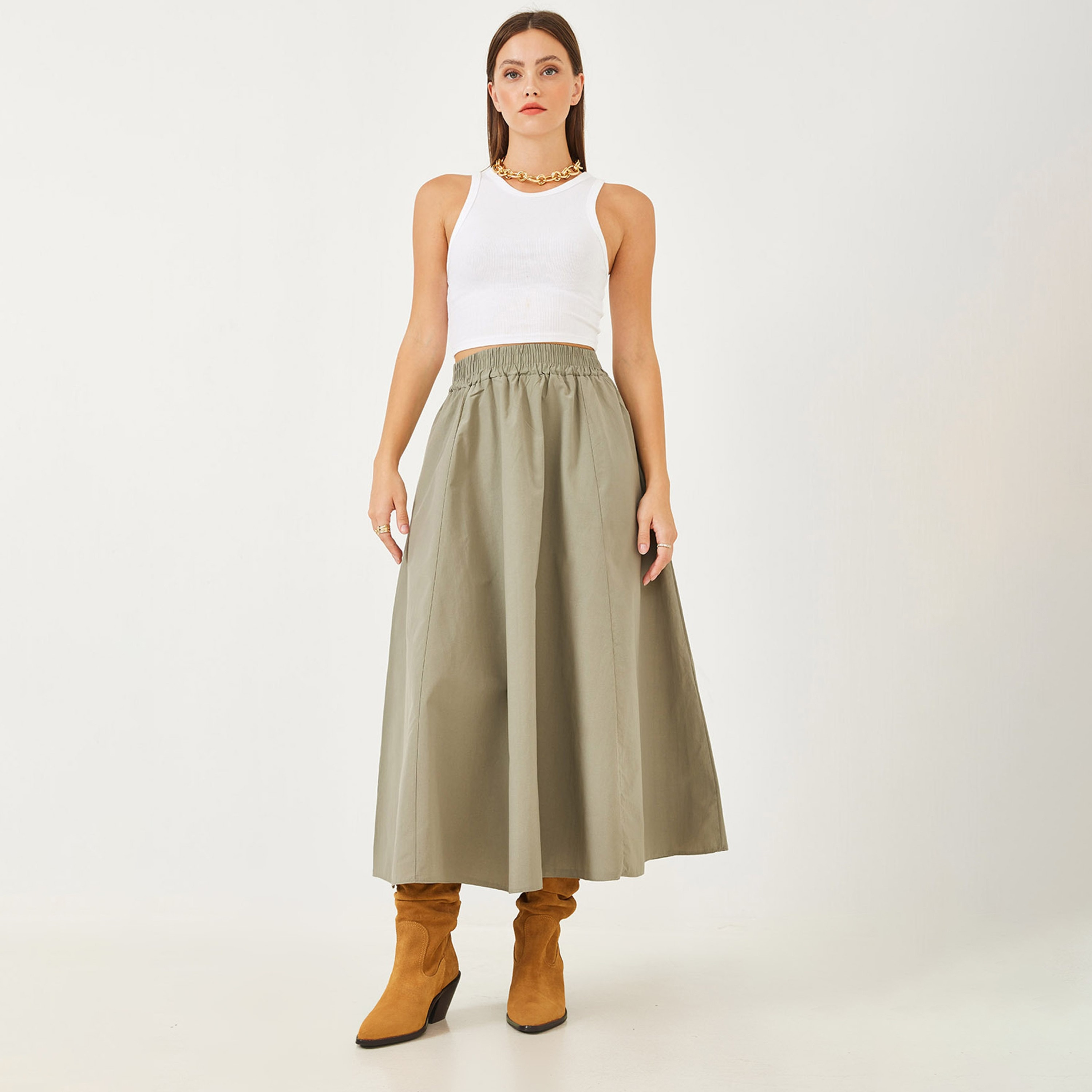تنورة ماكسي نسائية عالية الخصر بتصميم باراشوت بالون من بيانكو لوتشي-women-clothing-bottoms-skirts-image-6