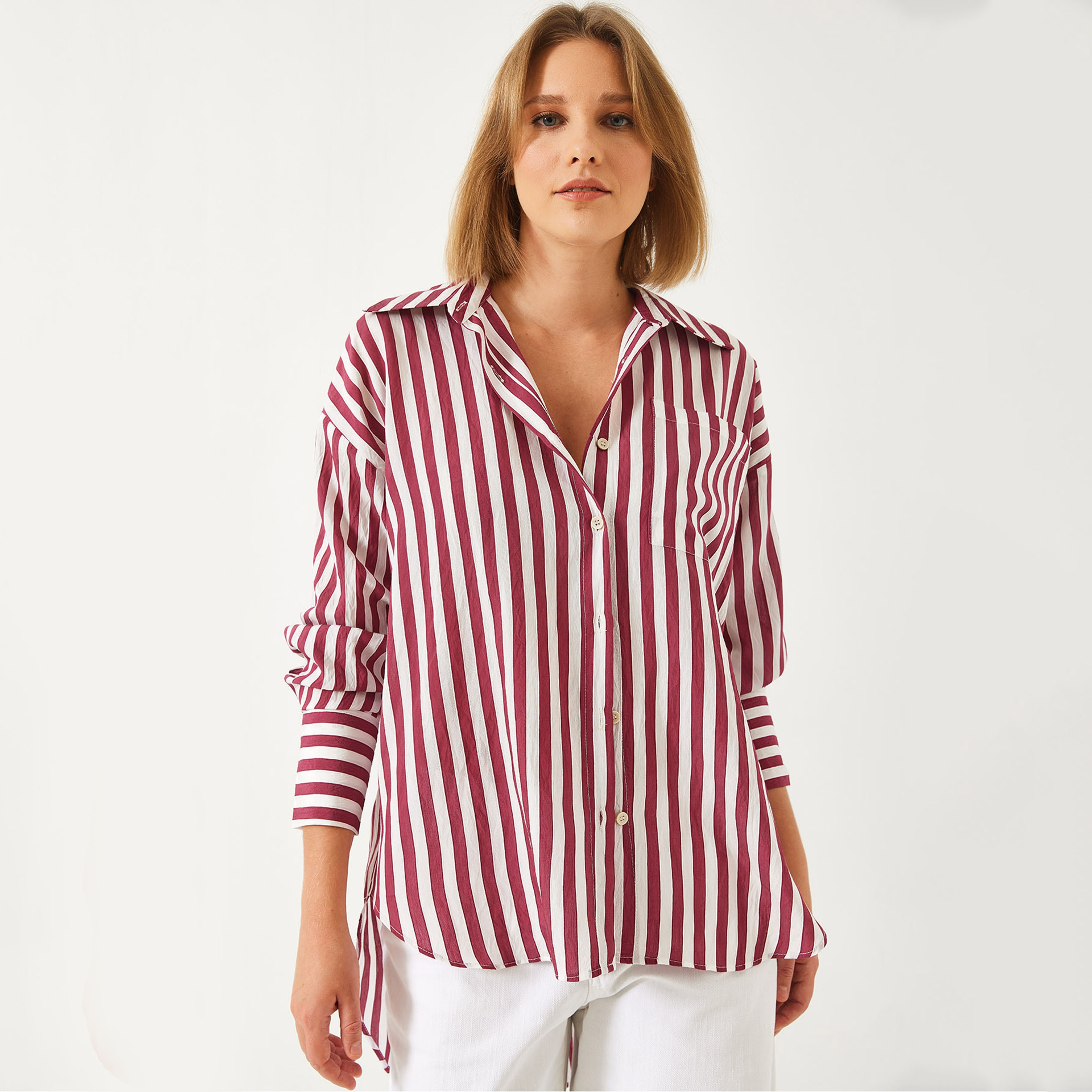 Bianco Lucci Striped Drop Shoulder Sleeves Women's Shirt-women-clothing-shirtsandblouses-shirts-image-6