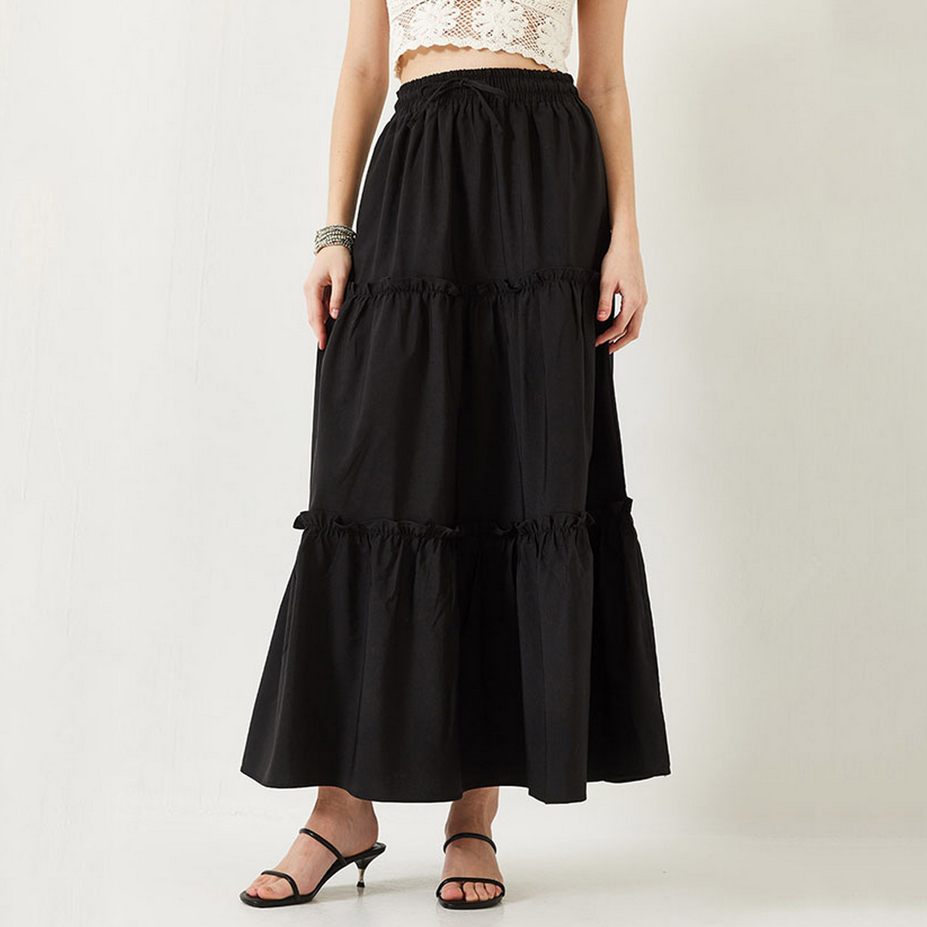 تنورة ماكسي نسائية بطبقات وكشكشة وواسعة من بيانكو لوتشي-women-clothing-bottoms-skirts-image-4