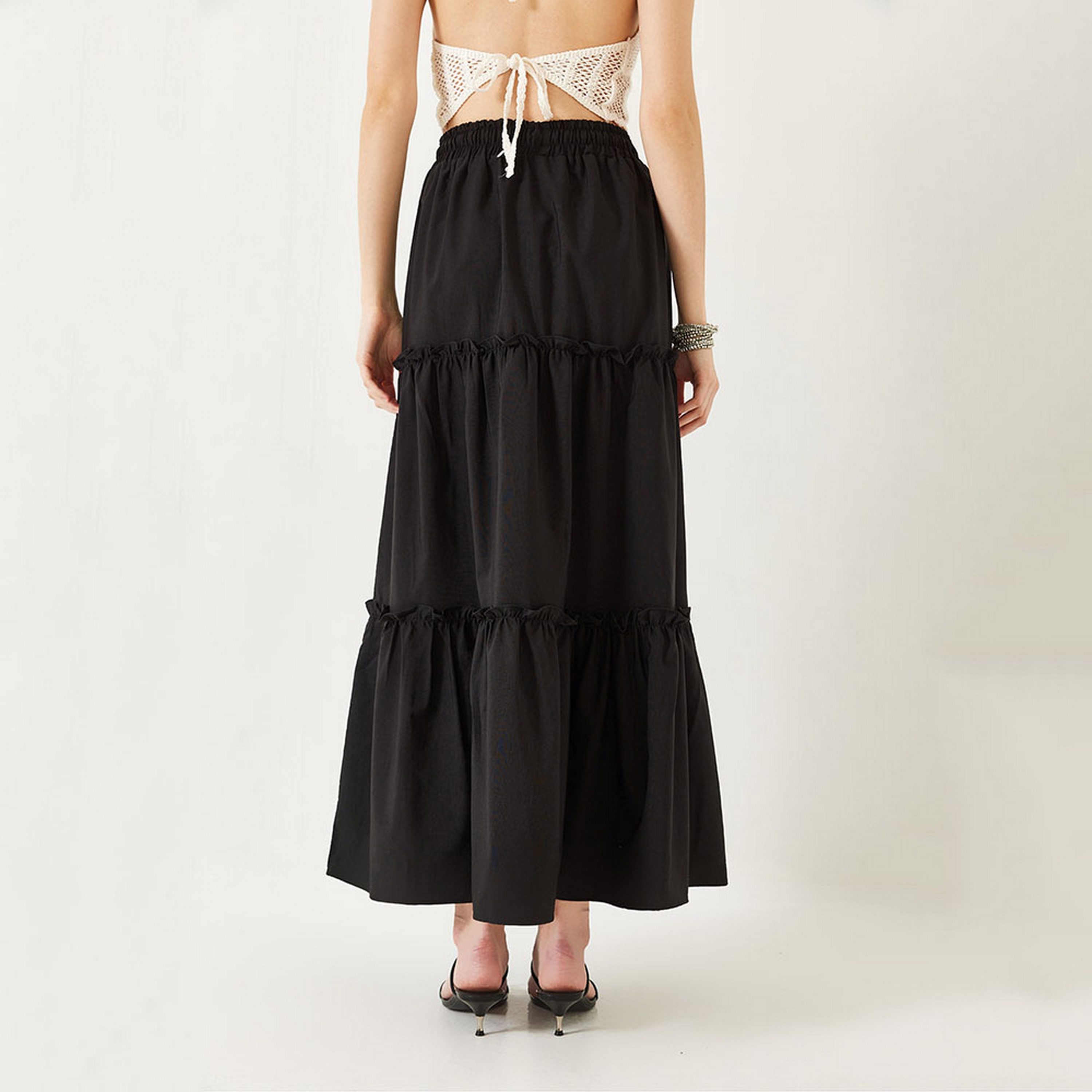 تنورة ماكسي نسائية بطبقات وكشكشة وواسعة من بيانكو لوتشي-women-clothing-bottoms-skirts-image-6