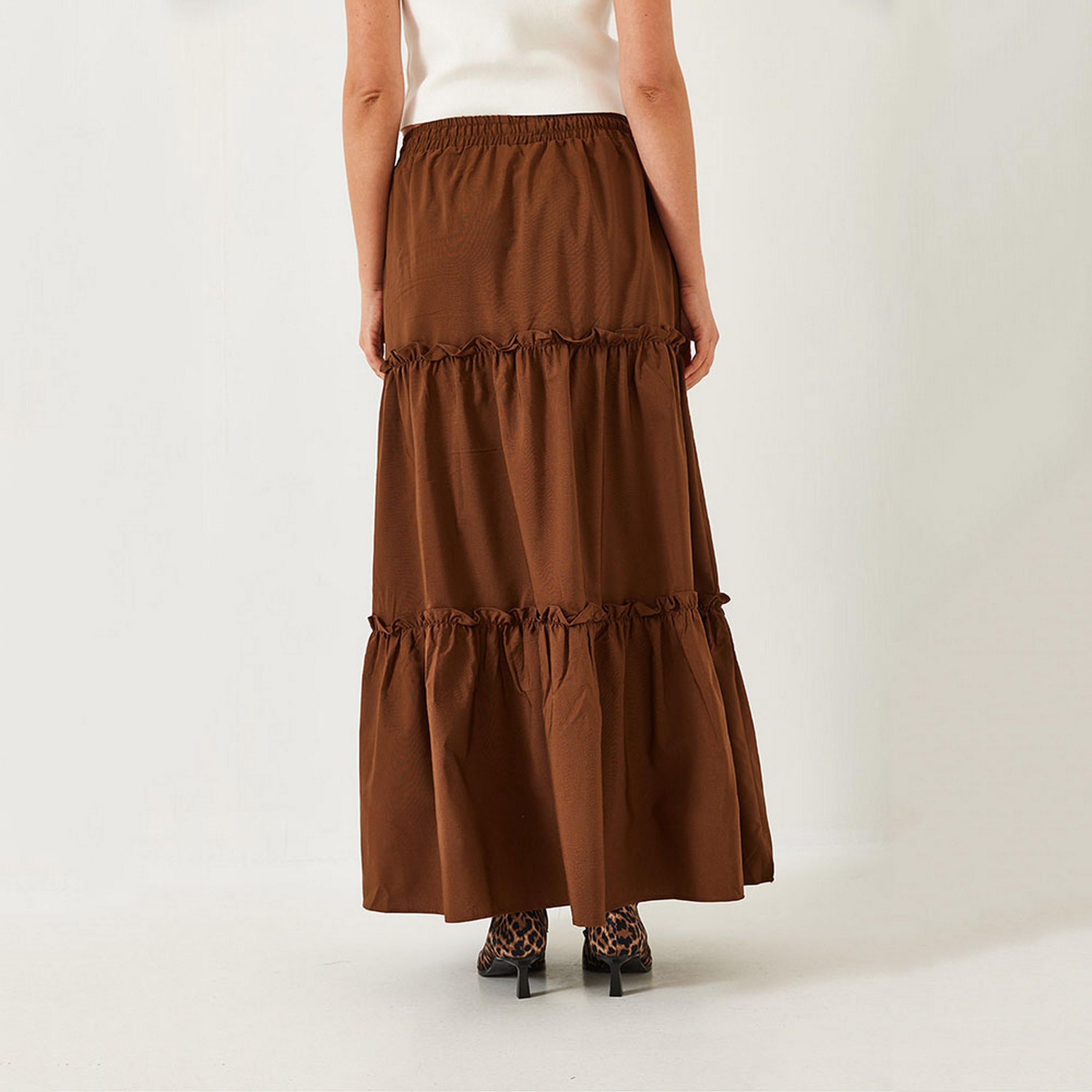 تنورة ماكسي نسائية بطبقات وكشكشة وواسعة من بيانكو لوتشي-women-clothing-bottoms-skirts-image-3