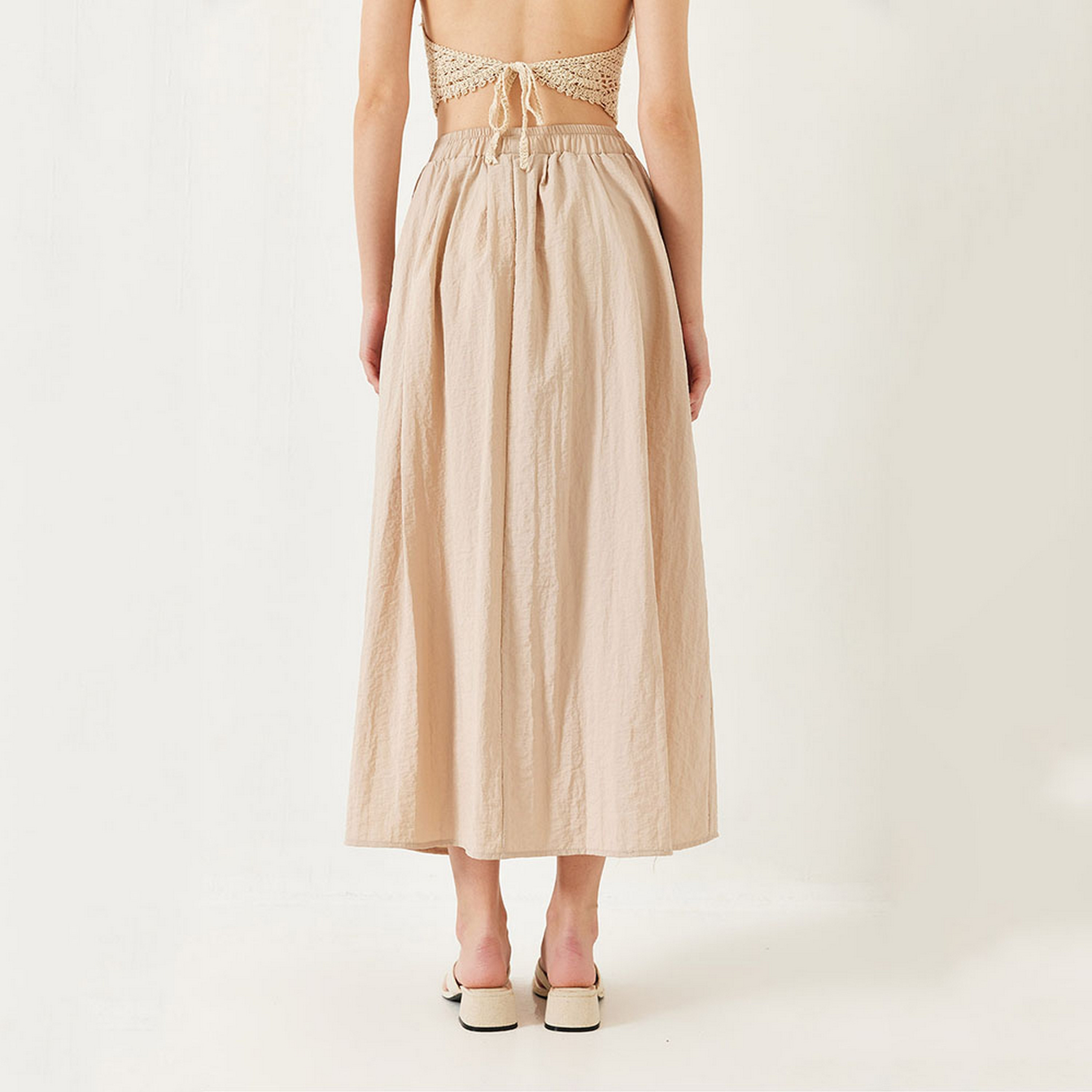 Bianco Lucci Gathered Flared Women's Maxi Skirt-women-clothing-bottoms-skirts-image-3