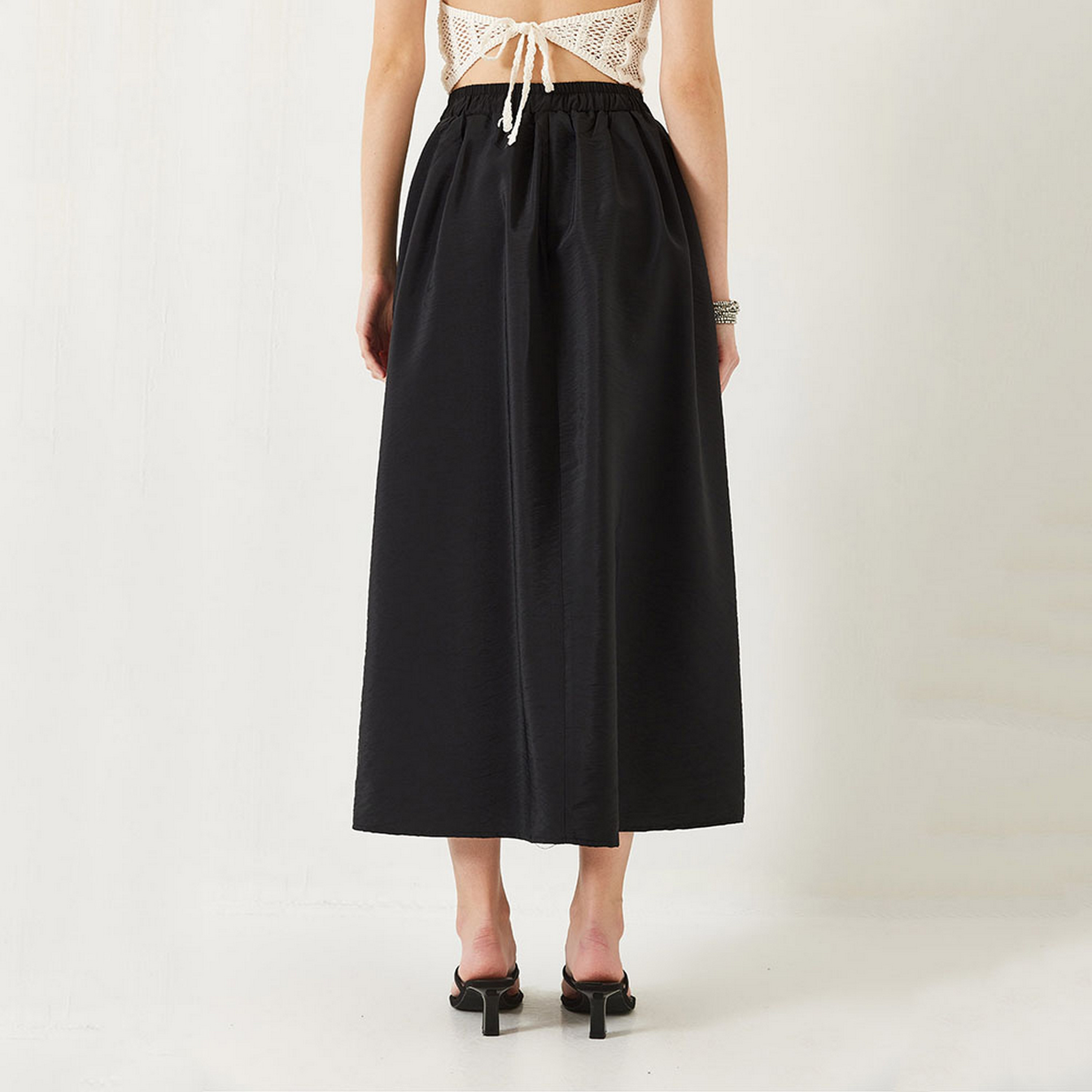 Bianco Lucci Gathered Flared Women's Maxi Skirt-women-clothing-bottoms-skirts-image-12