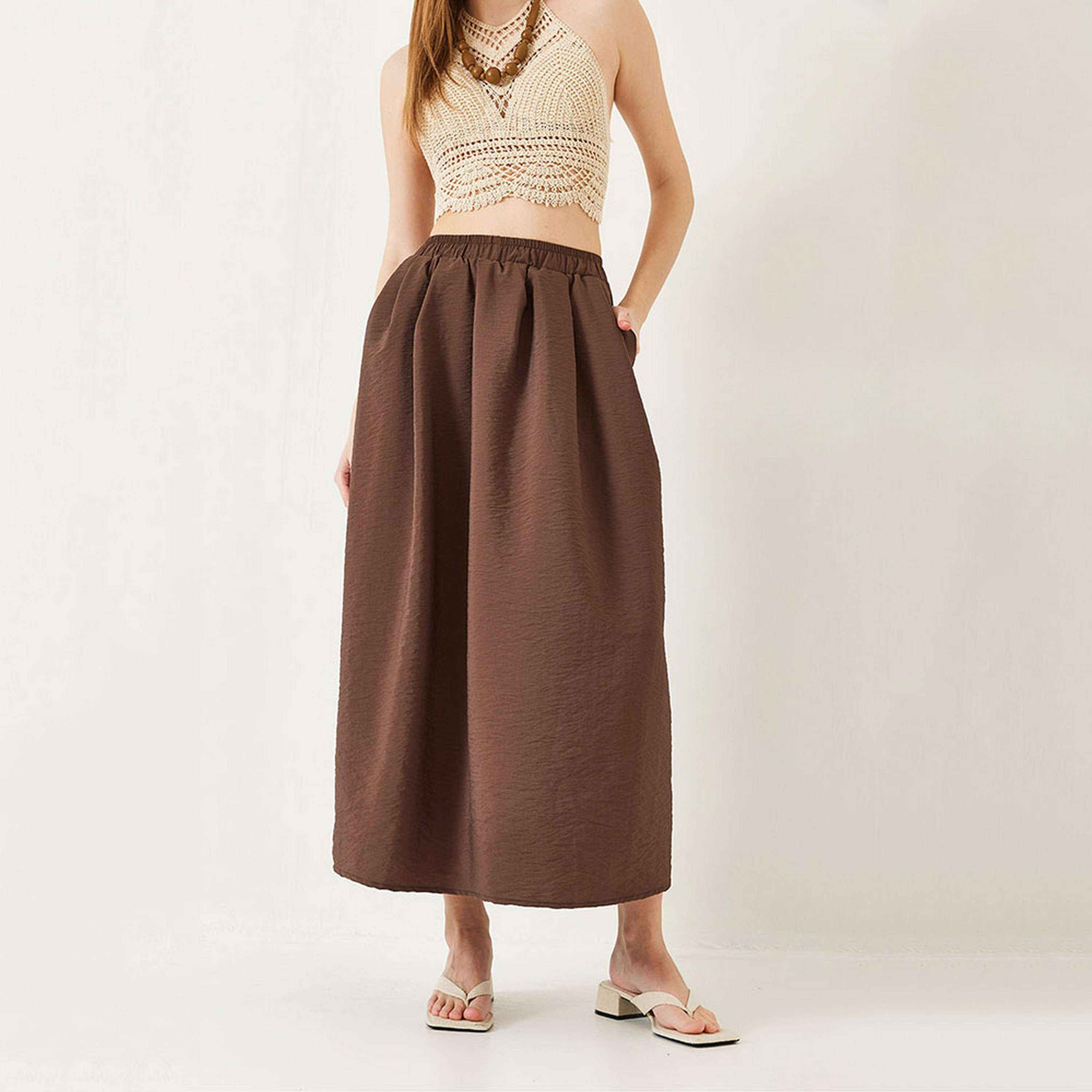 تنورة ماكسي نسائية بكسرات وواسعة من بيانكو لوتشي-women-clothing-bottoms-skirts-image-4