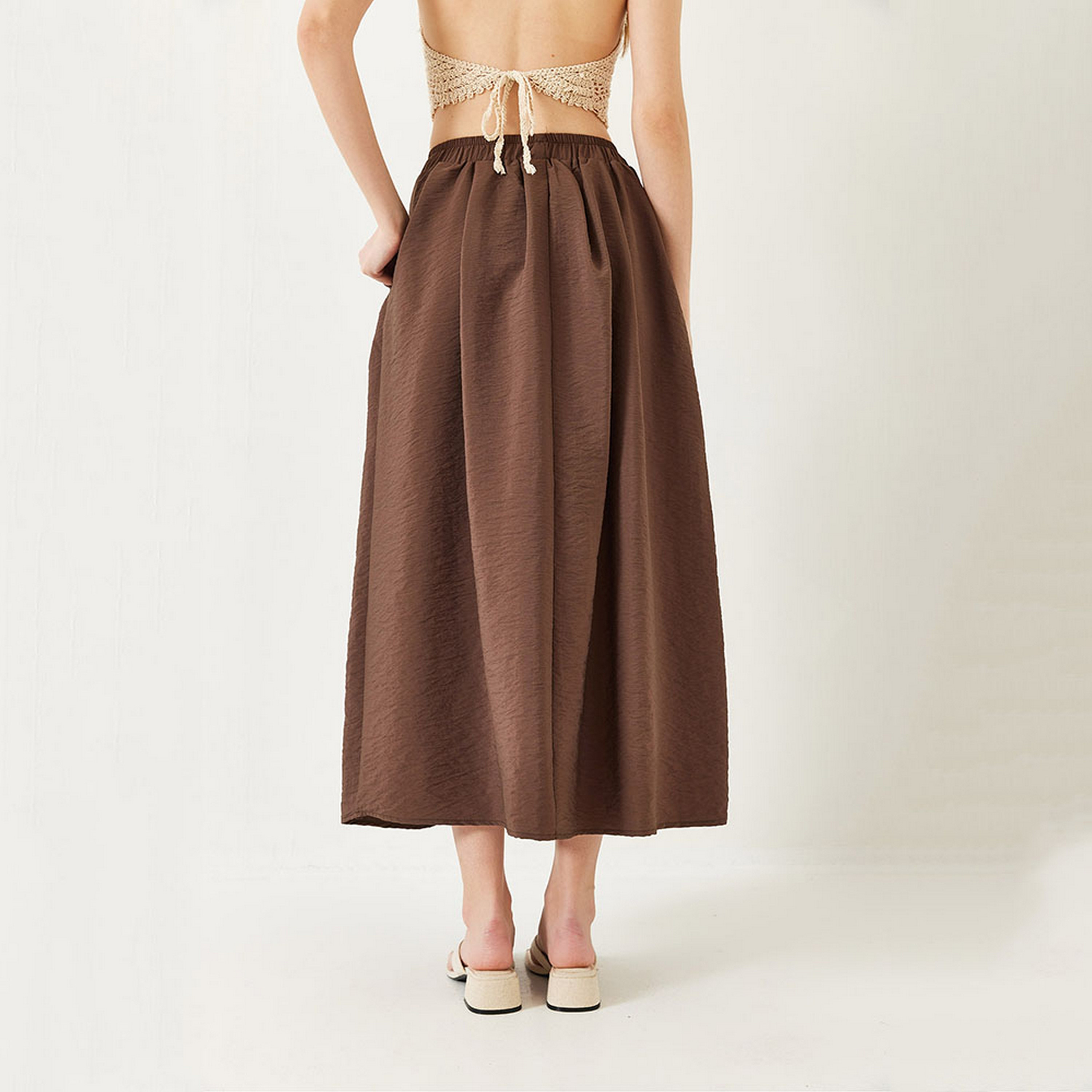 تنورة ماكسي نسائية بكسرات وواسعة من بيانكو لوتشي-women-clothing-bottoms-skirts-image-2