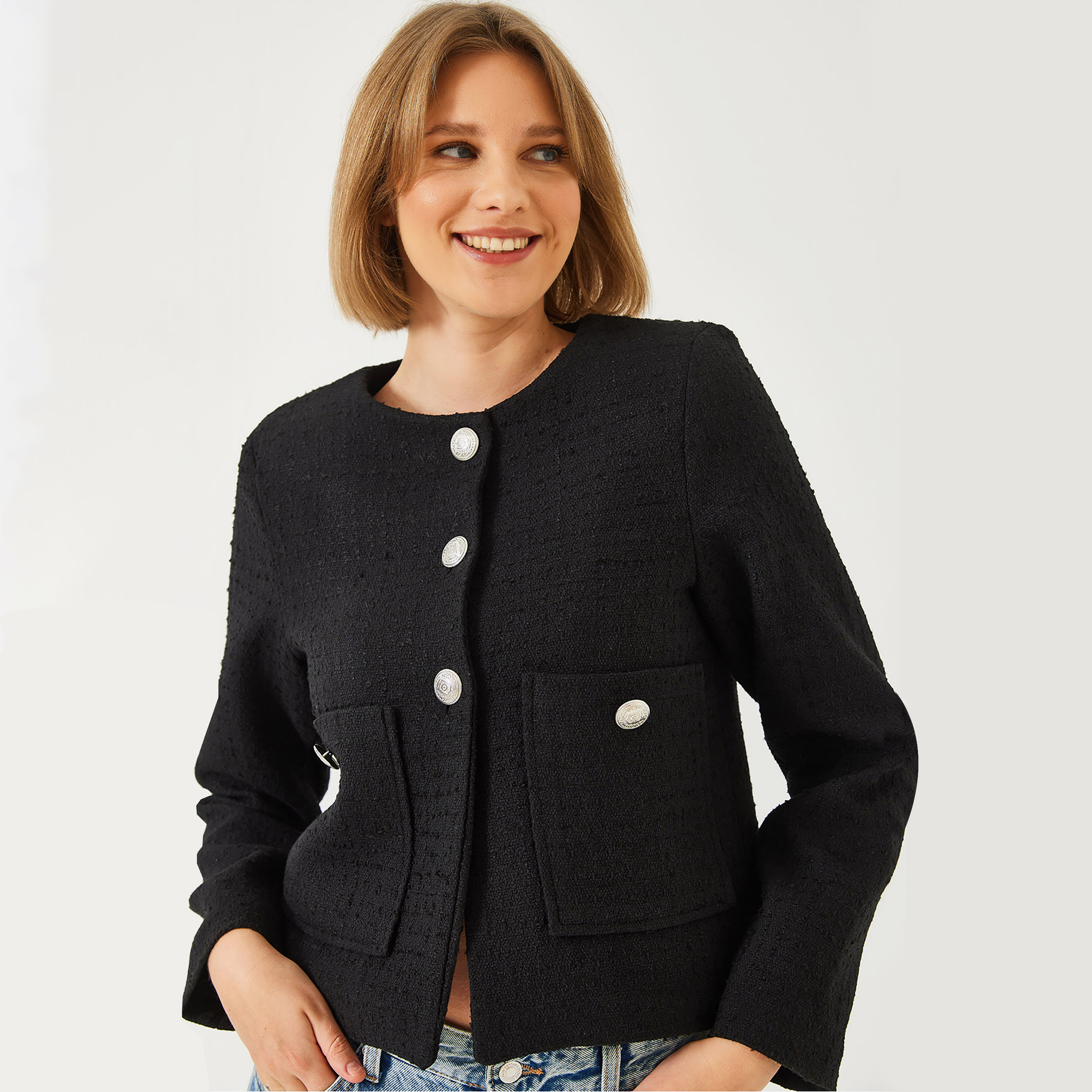Bianco Lucci Black Women's Jacket-women-winterwear-coatsandjackets-jackets-image-5