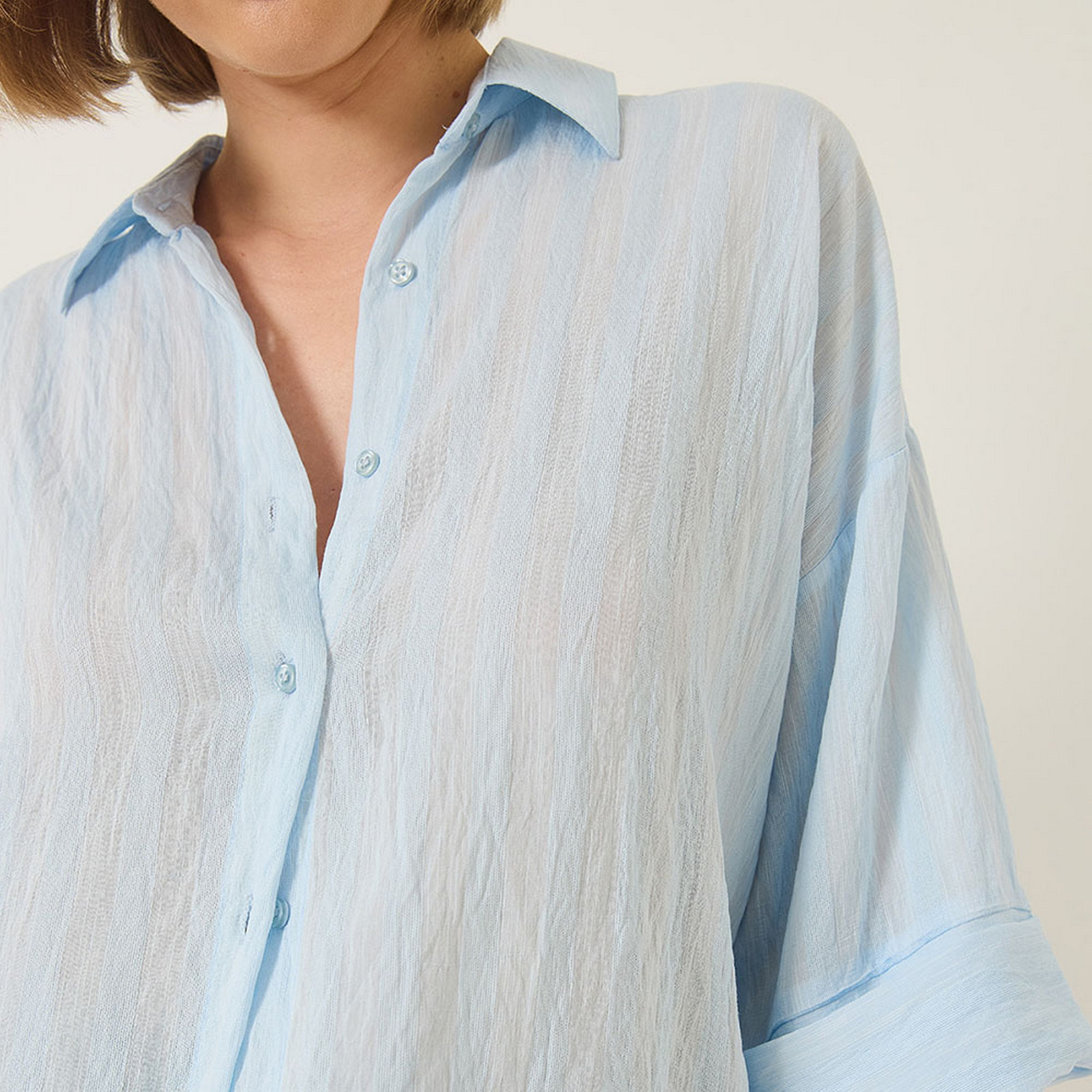 قميص نسائي مخطط، بأكمام منسدلة، أزرق من بيانكو لوتشي-women-clothing-shirtsandblouses-shirts-image-4