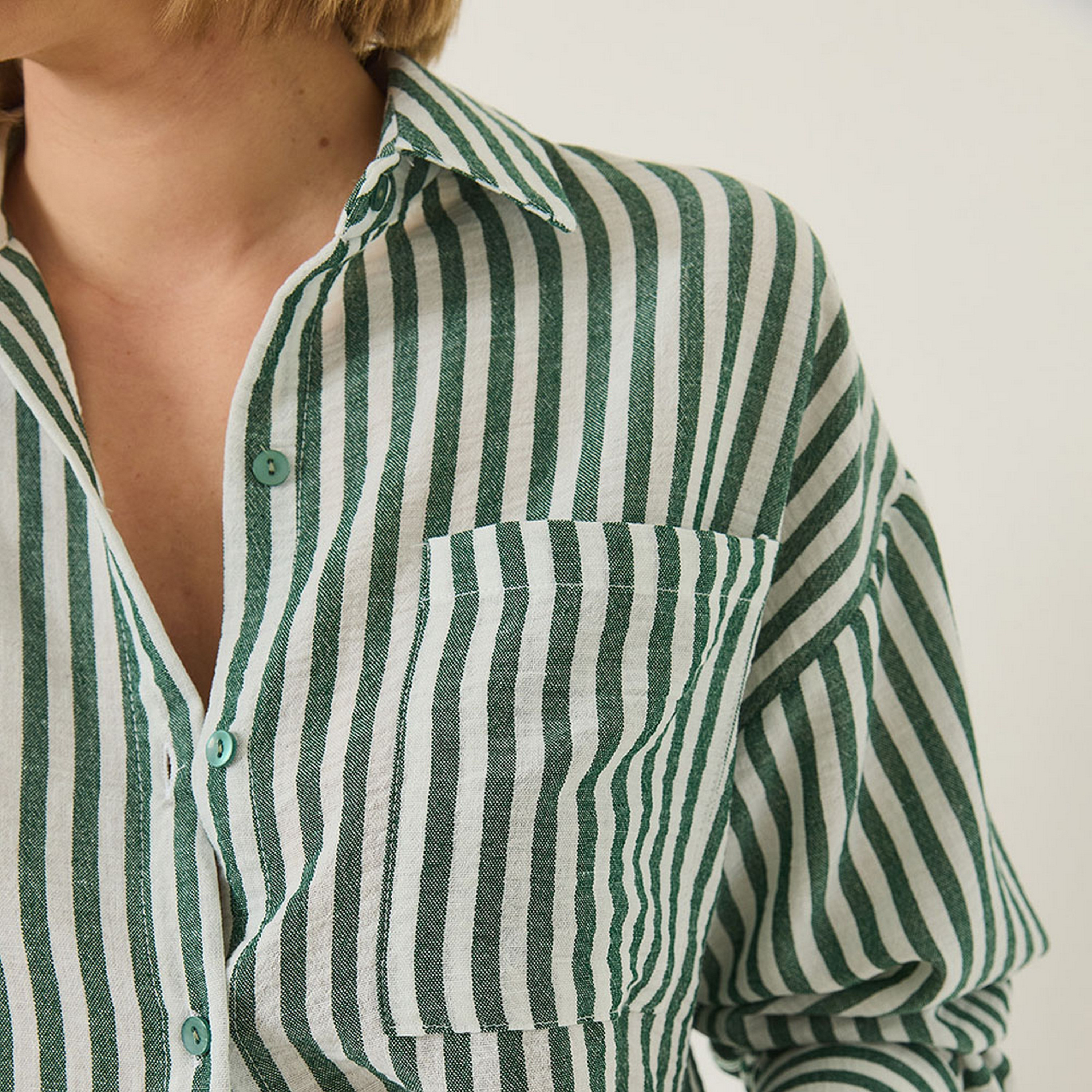 Bianco Lucci Striped Drop Shoulder Sleeves Green Women's Shirt-women-clothing-shirtsandblouses-shirts-image-4