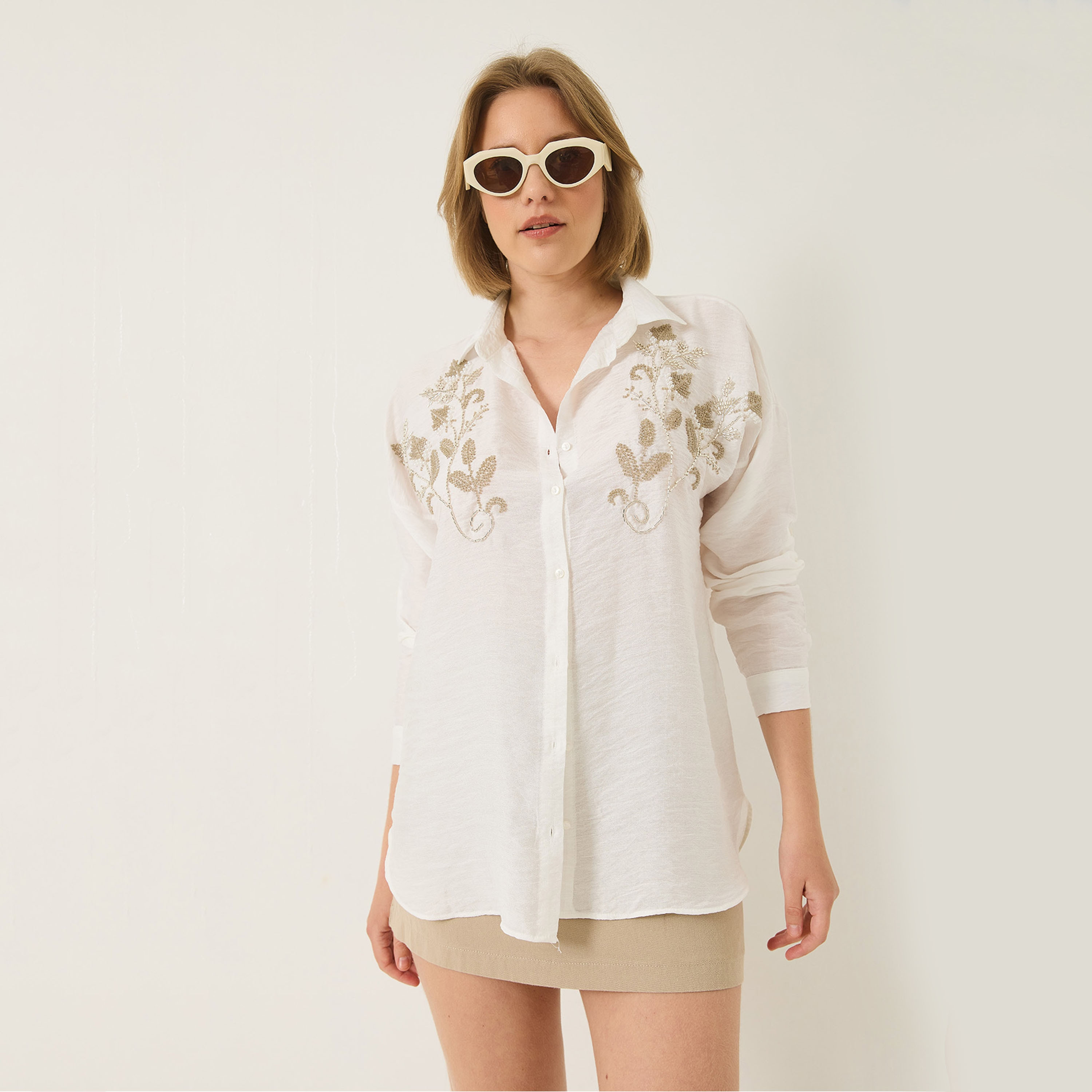قميص نسائي مزين بالخرز، بأكمام منسدلة من بيانكو لوتشي-women-clothing-shirtsandblouses-shirts-image-5