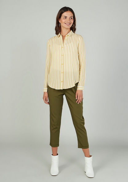 Sustainable Striped Shirt with Spread Collar and Long Sleeves