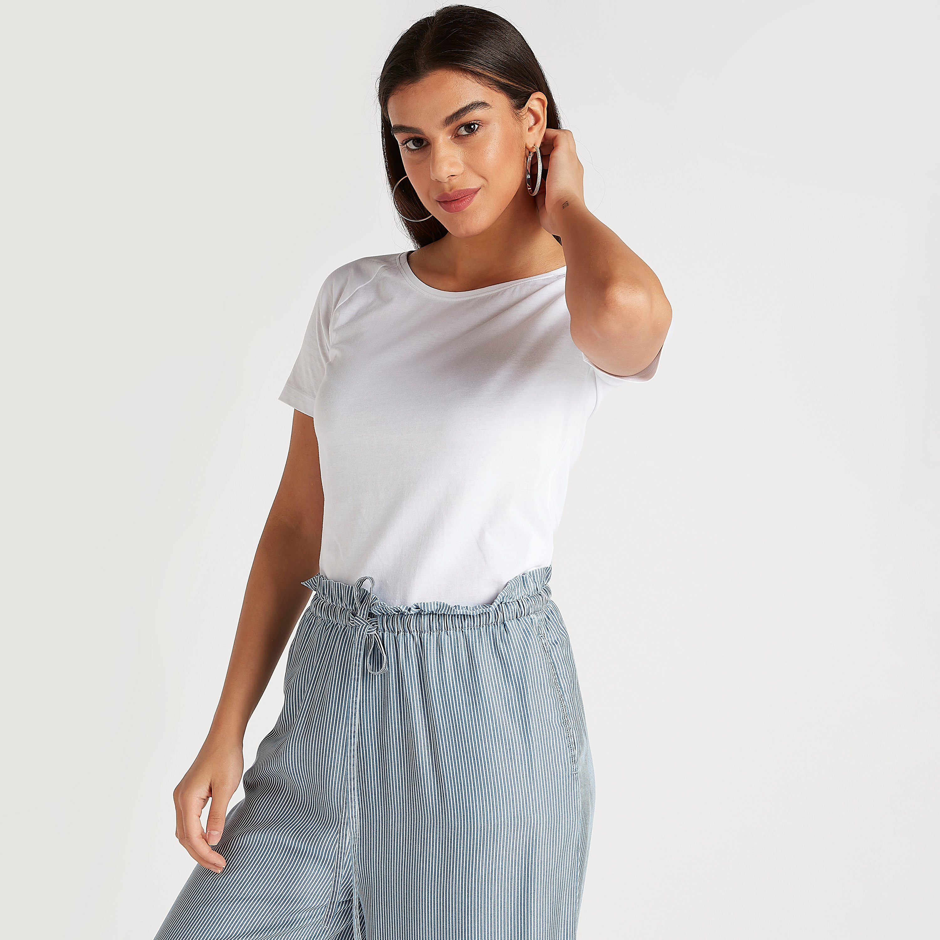 Solid T-shirt with Short Sleeves and Round Neck-women-clothing-tshirts-image-1