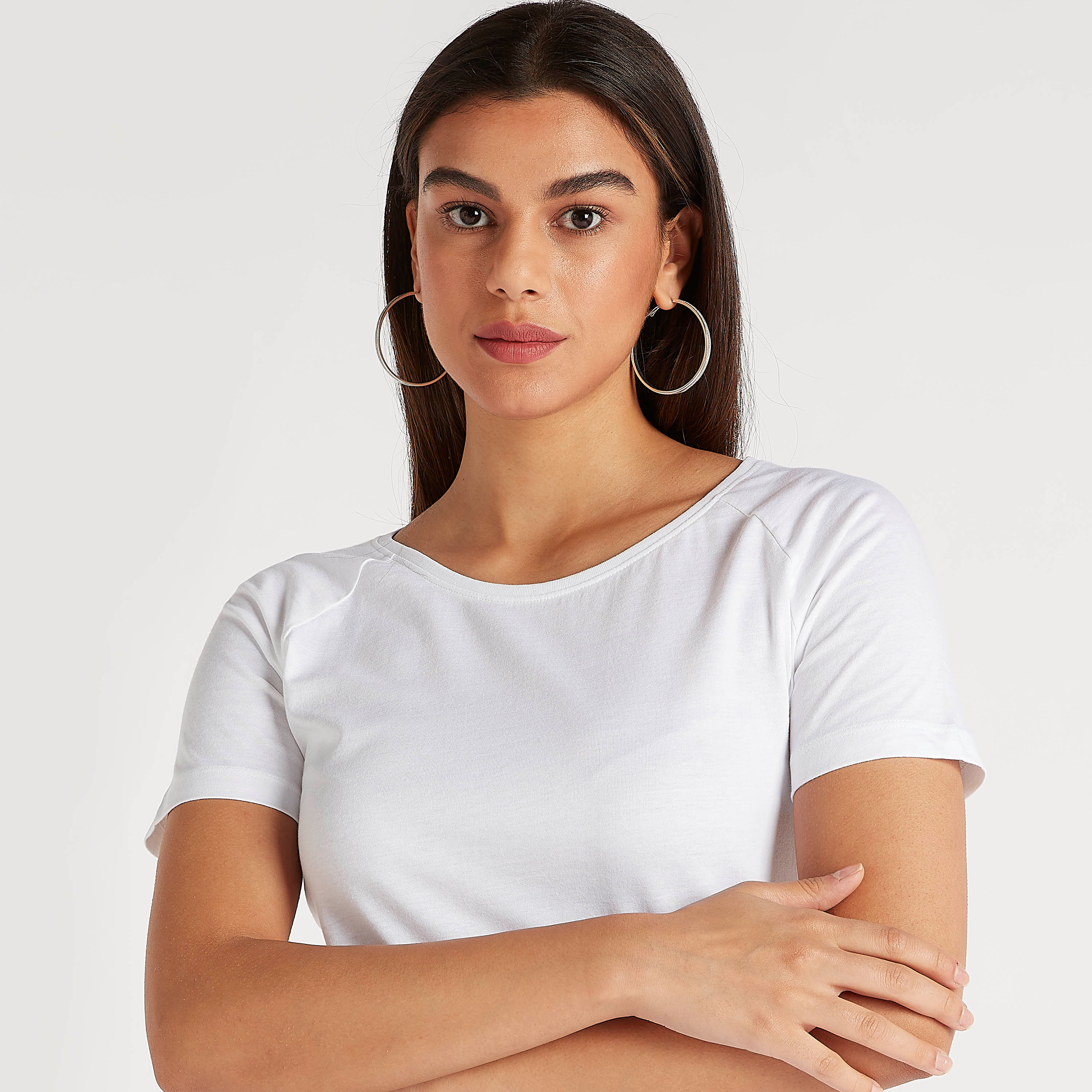 Solid T-shirt with Short Sleeves and Round Neck-women-clothing-tshirts-image-3