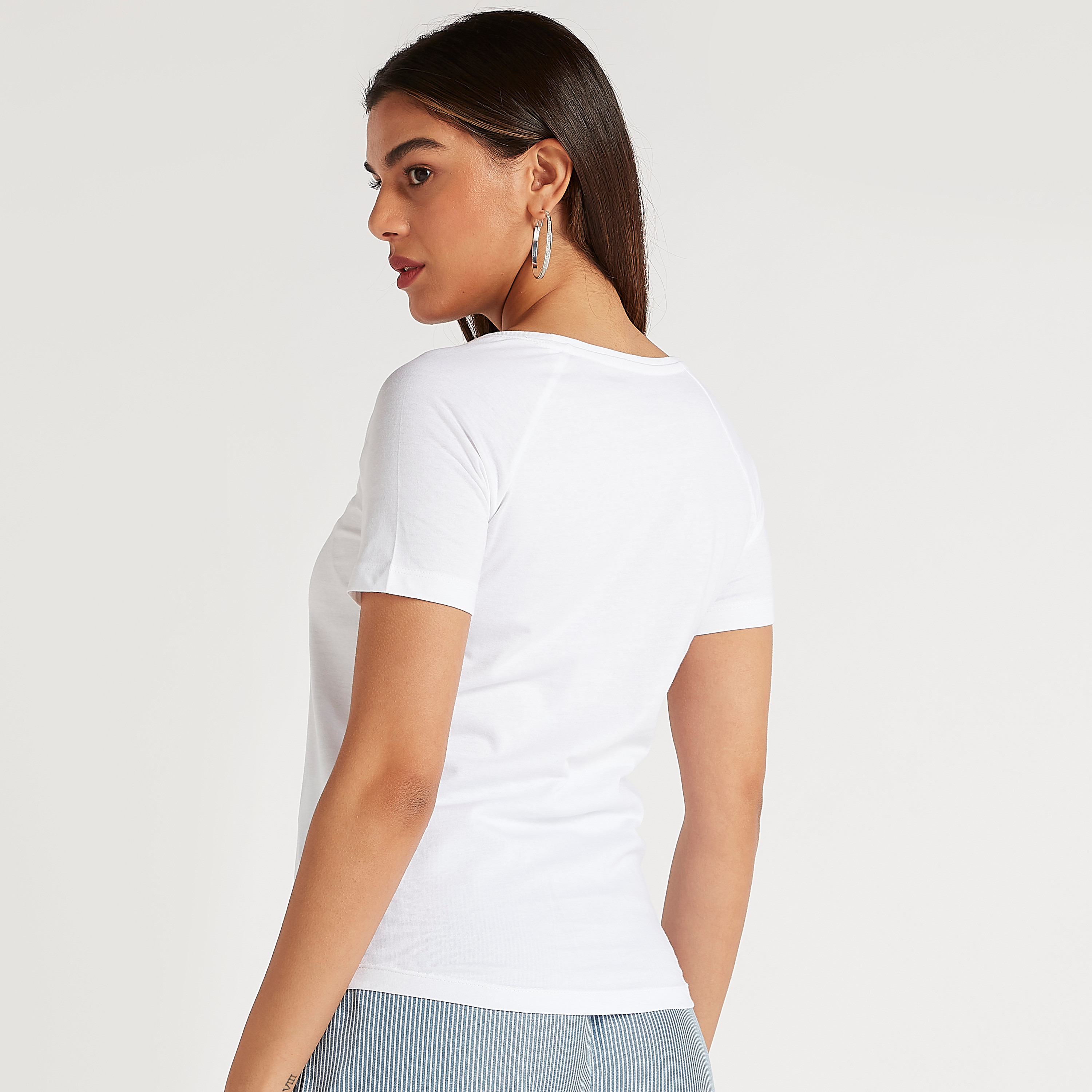 Solid T-shirt with Short Sleeves and Round Neck-women-clothing-tshirts-image-4