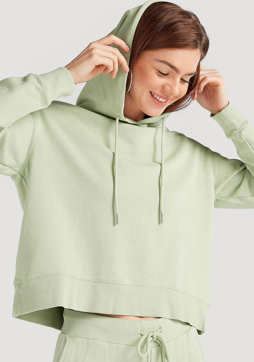 Solid Hooded Sweatshirt with Long Sleeves-Hoodies-image-0