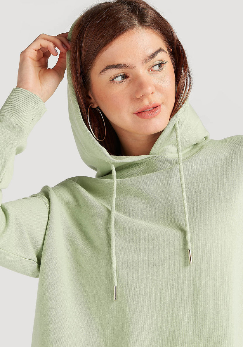 Solid Hooded Sweatshirt with Long Sleeves-Hoodies-image-5