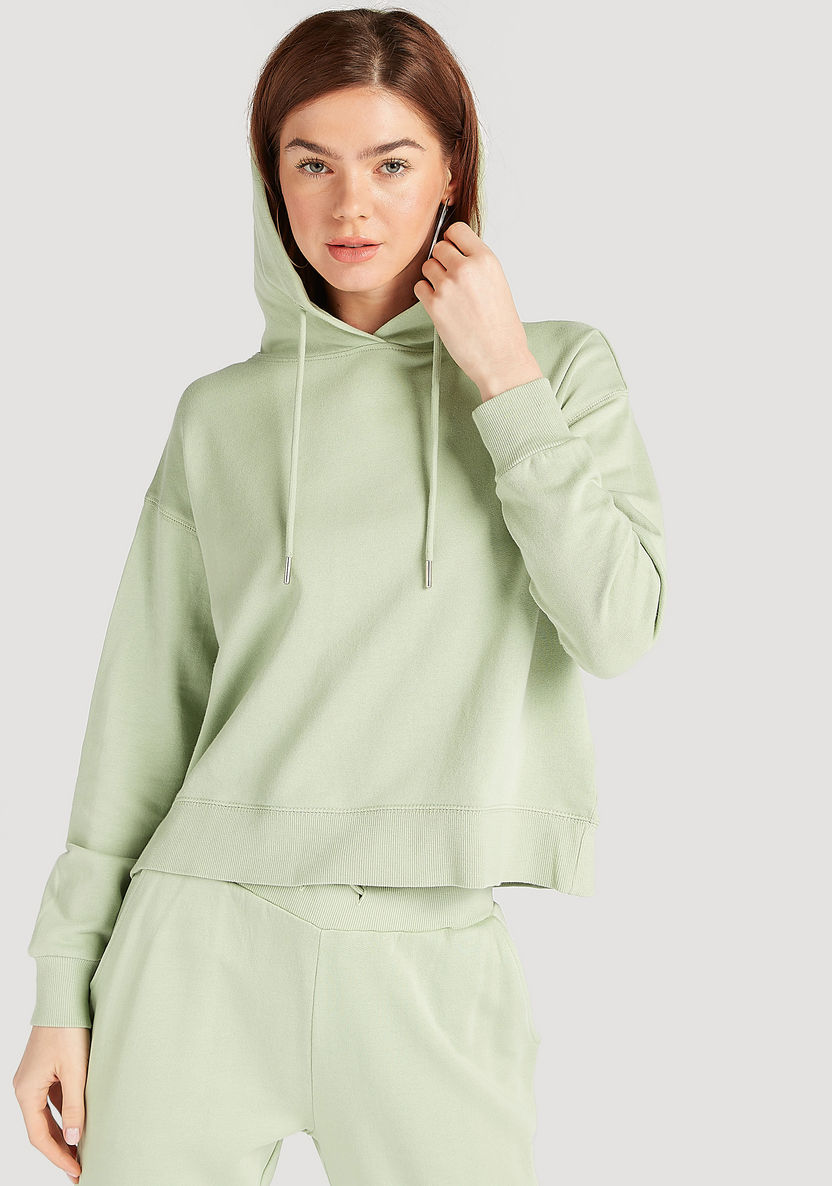 Solid Hooded Sweatshirt with Long Sleeves-Hoodies-image-6