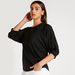 Solid Round Neck Top with 3/4 Sleeves-Shirts and Blouses-thumbnailMobile-0