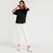 Solid Round Neck Top with 3/4 Sleeves-Shirts and Blouses-thumbnail-1
